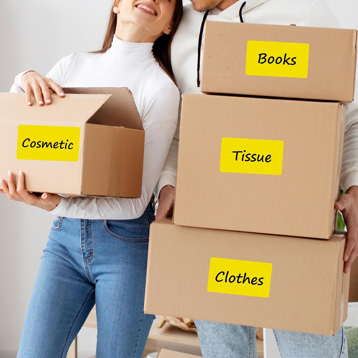 PARLAIM 3x5 inch Rectangle Color Code Stickers, 1000PCS 4 Rolls Square Adhesive Inventory Label, Yellow