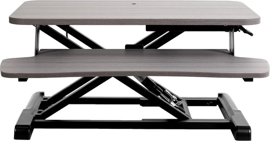 VIVO 26 inch Desk Converter, K Series, Height Adjustable Sit to Stand Riser, Dual Monitor and Laptop Workstation with Keyboard Tray, Gray Top, Black Frame, DESK-V026KG