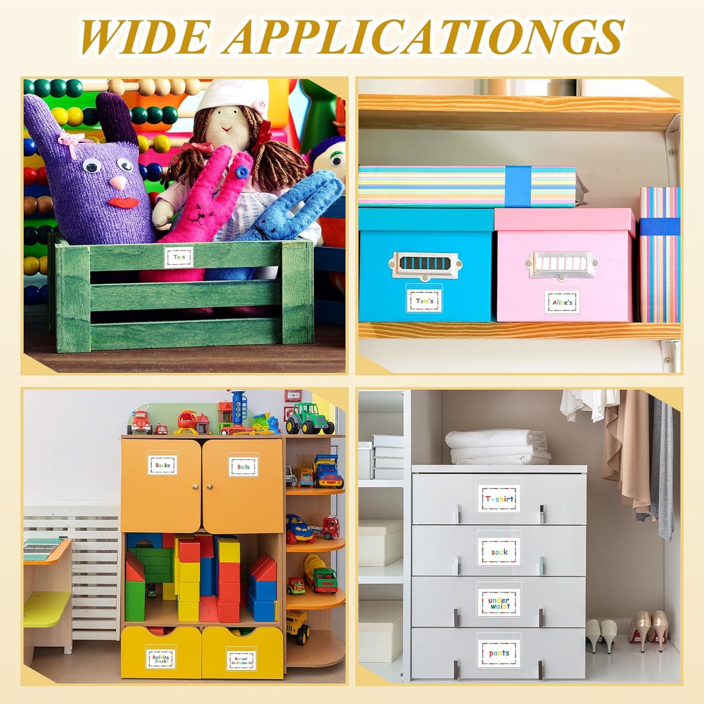 Jeyiour 200 Pcs Label Holders Adhesive Nameplate Pockets Storage Bin Labels Index Card Holder Shelf Plastic Peel Stick for Classroom Supermarket Bookshelf Library Student Box Drawer (2.9 x 3.6 Inch)