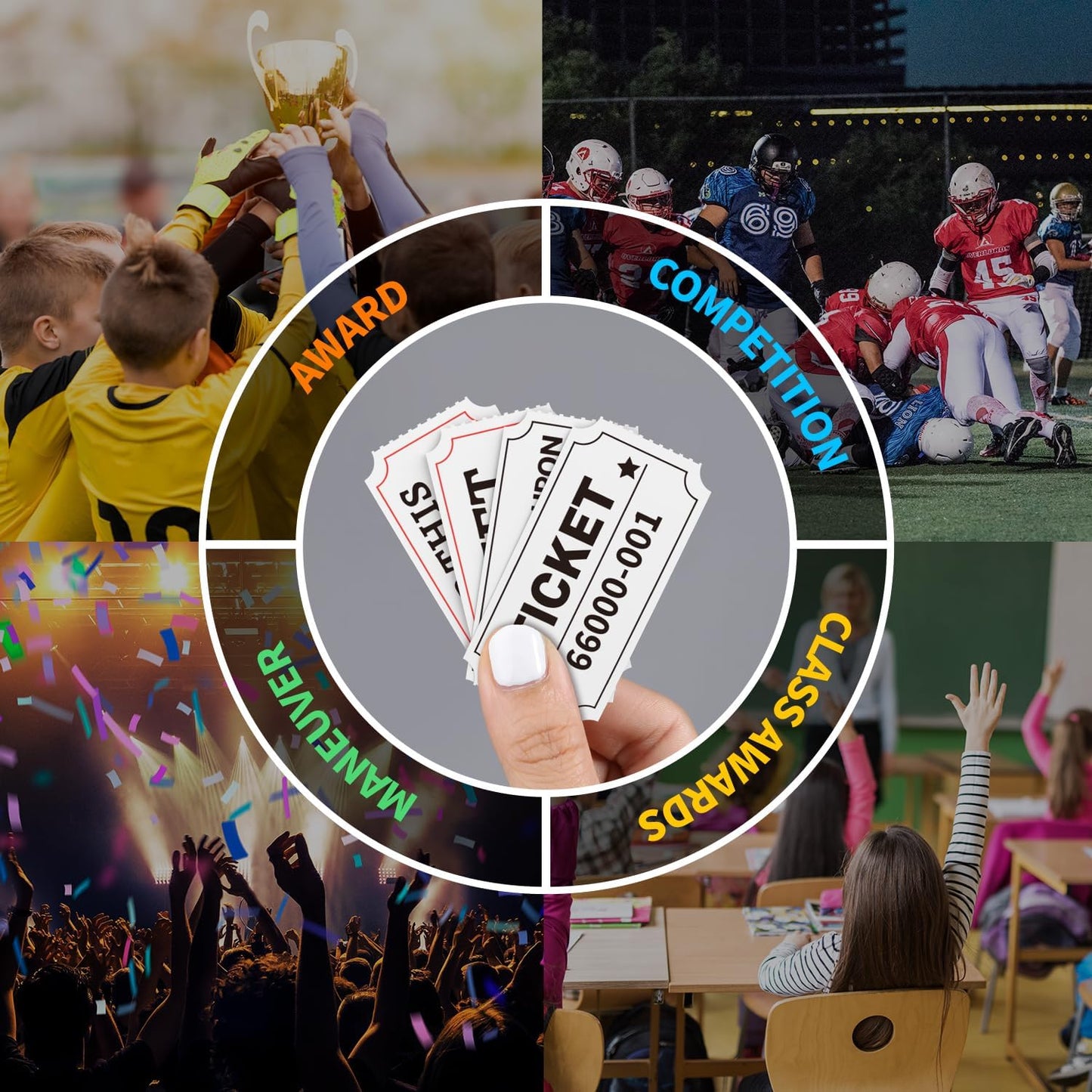 2000 Methdic White Raffle Tickets Double Roll, Ticket for Events, Entry, Class Reward, Fundraiser & Prizes