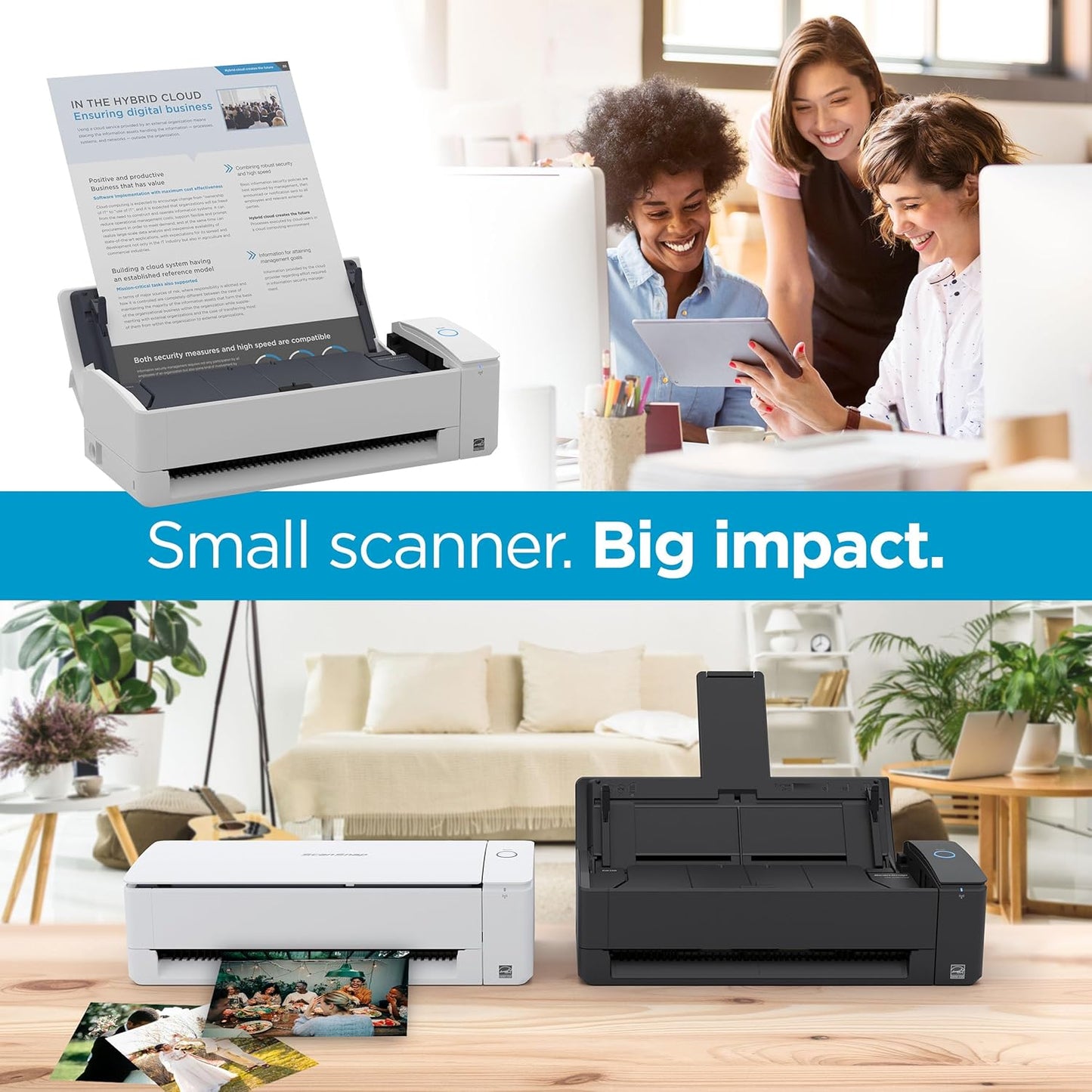 ScanSnap iX1300 Compact Wireless or USB Double-Sided Color Document, Photo & Receipt Scanner with Auto Document Feeder and Manual Feeder for Mac or PC, White