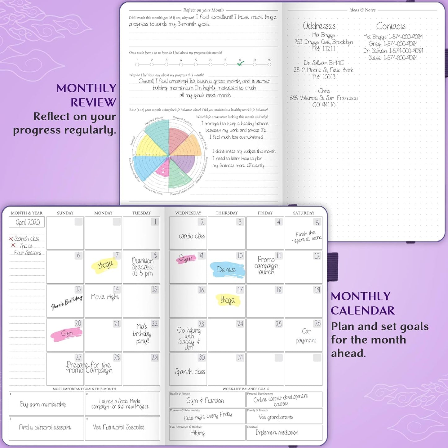 Legend Planner Hourly Schedule Edition – Deluxe Weekly & Daily Organizer with Time Slots. Time Management Appointment Book Journal for Work & Personal Life, Undated, A5 Hardcover – Purple, Debossed