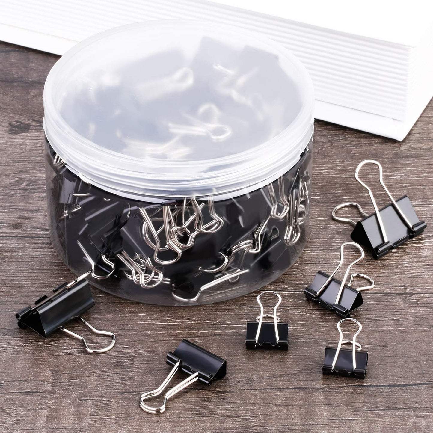 TecUnite 150 Pcs Binder Clips Assorted Sizes Black Paper Clamps Clips Large Medium Small Clips Office Supplies
