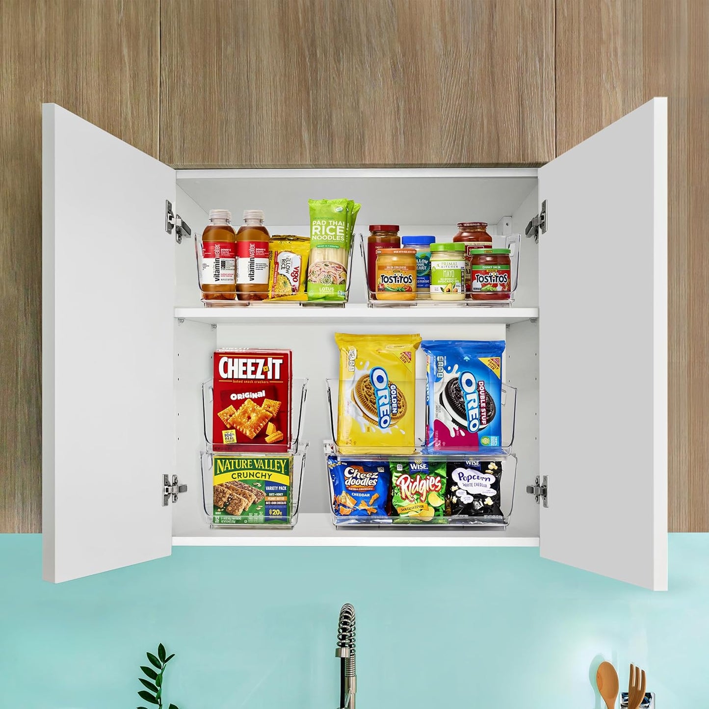 Sorbus Stackable Storage Bins - Clear Open Front Pantry Organizer for Kitchen Organization - Acrylic Bins (Large 2 Pack)