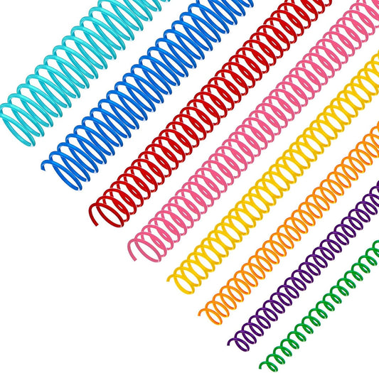120 Pack Plastic Spiral Binding Coils Binder Binding Spirals Rings 8 Size Spiral Binding Wire Combs Spines Coils, 4:1 Pitch, 1/4 5/16 3/8 1/2 9/16 5/8 3/4 7/8 Inch (Multicolor)