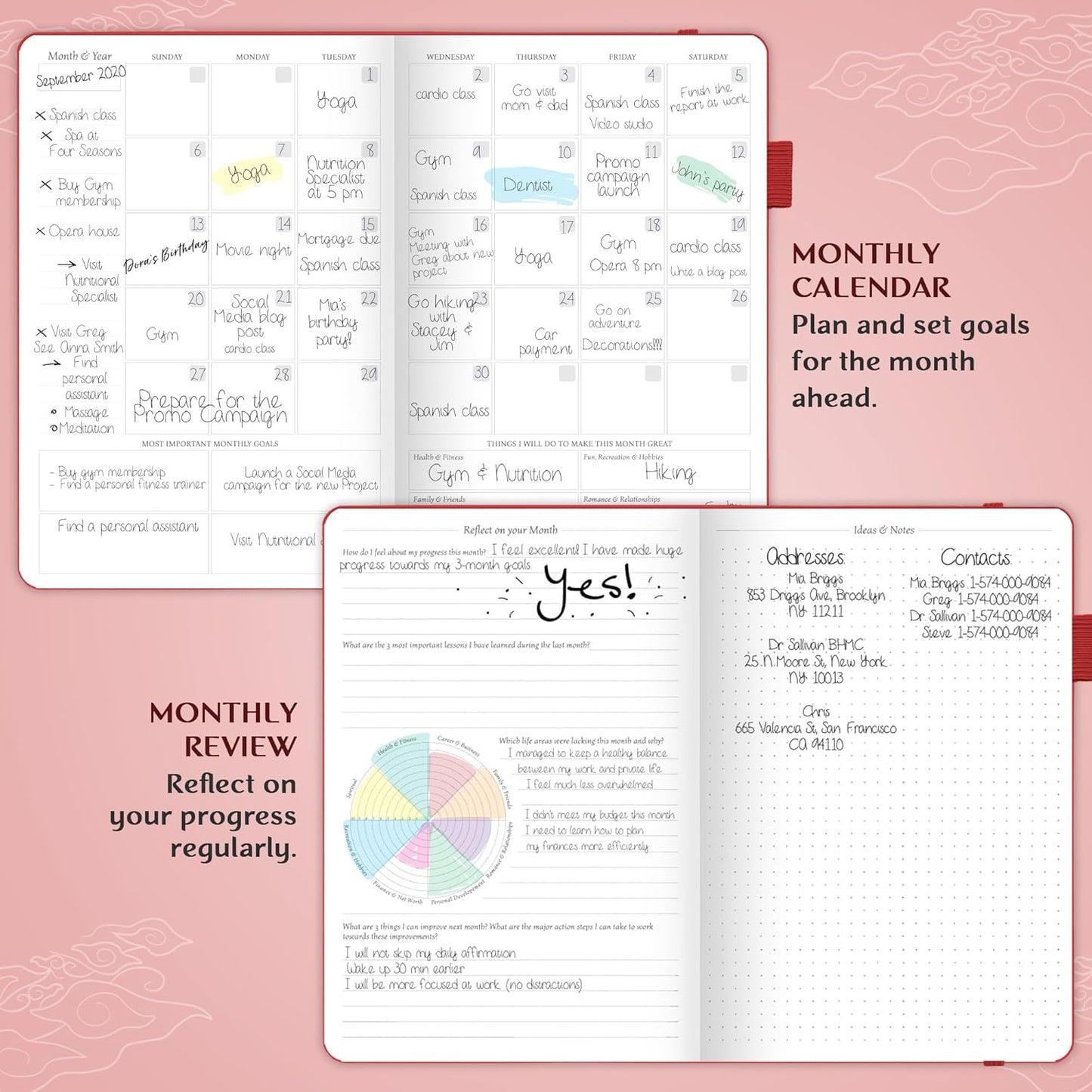Legend Planner – Weekly & Monthly Life Planner to Hit Your Goals & Live Happier. Organizer Notebook & Productivity Journal. A5 (Red)
