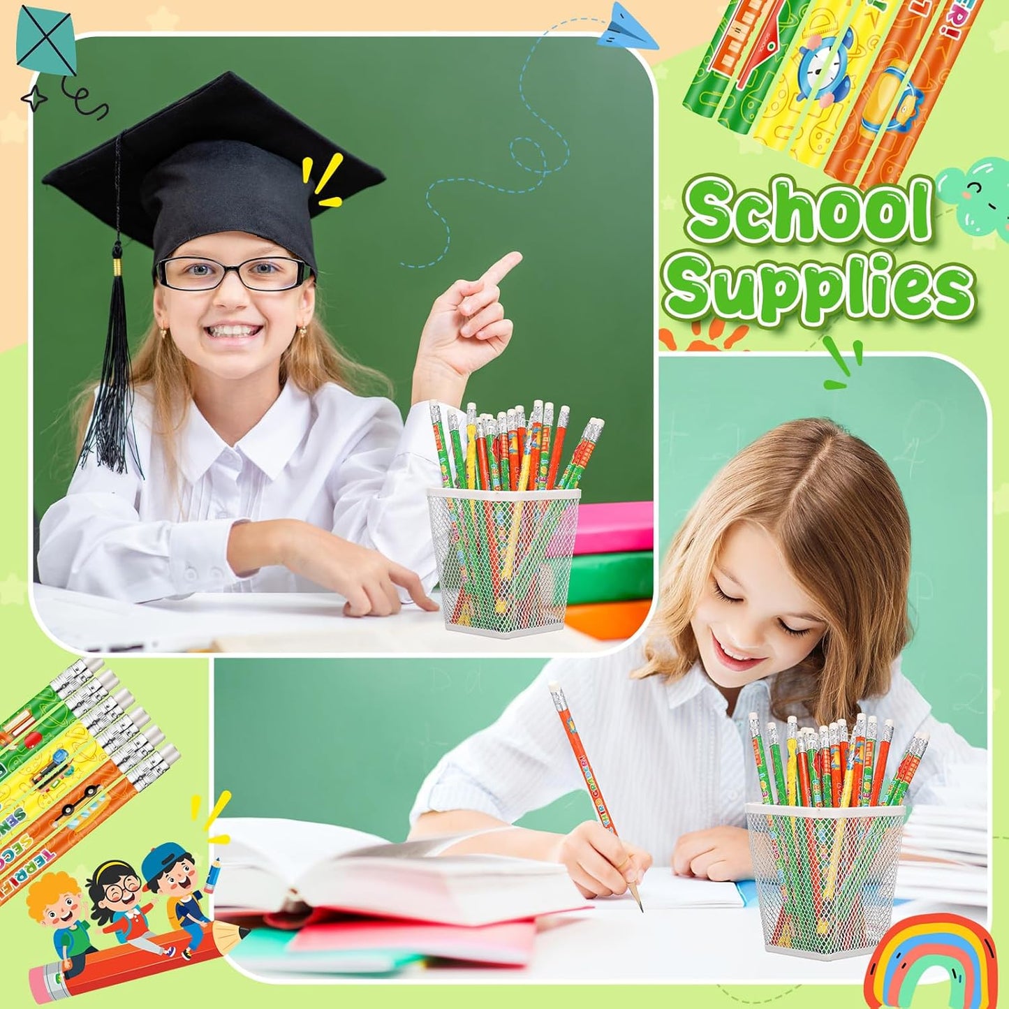 Tenceur 48 Pcs 5th Graders Pencils, 5 Motivational Cute Pencils Bulk with Erasers for Kids Student Teacher Classroom Reward Back to School Supplies