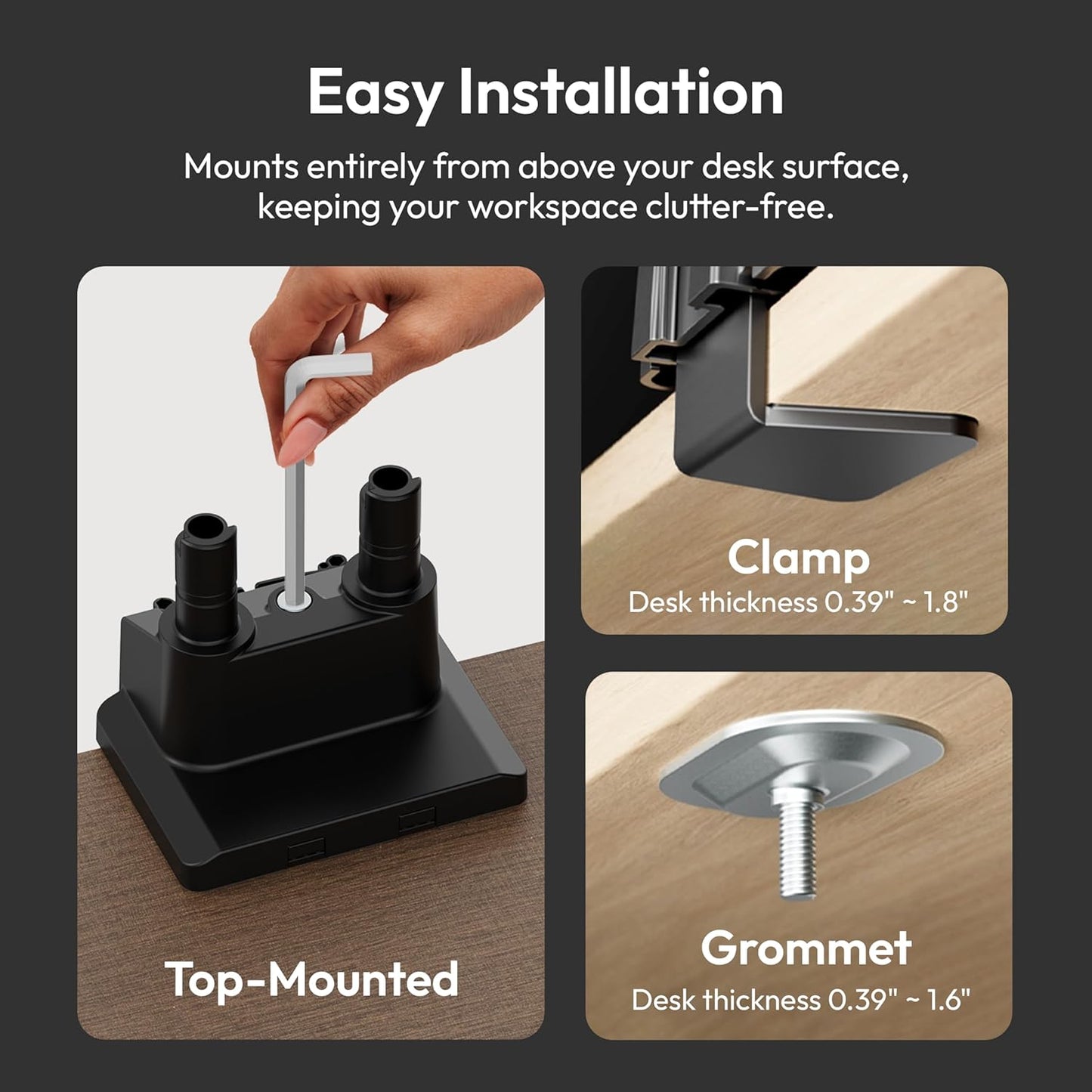 Pixio PS1D Wave Black Dual Monitor Arm Stand Desk Mount - Fits up to 32 inches Monitors and up to 19.8lbs. VESA Compatibility and Integrated Cable Management