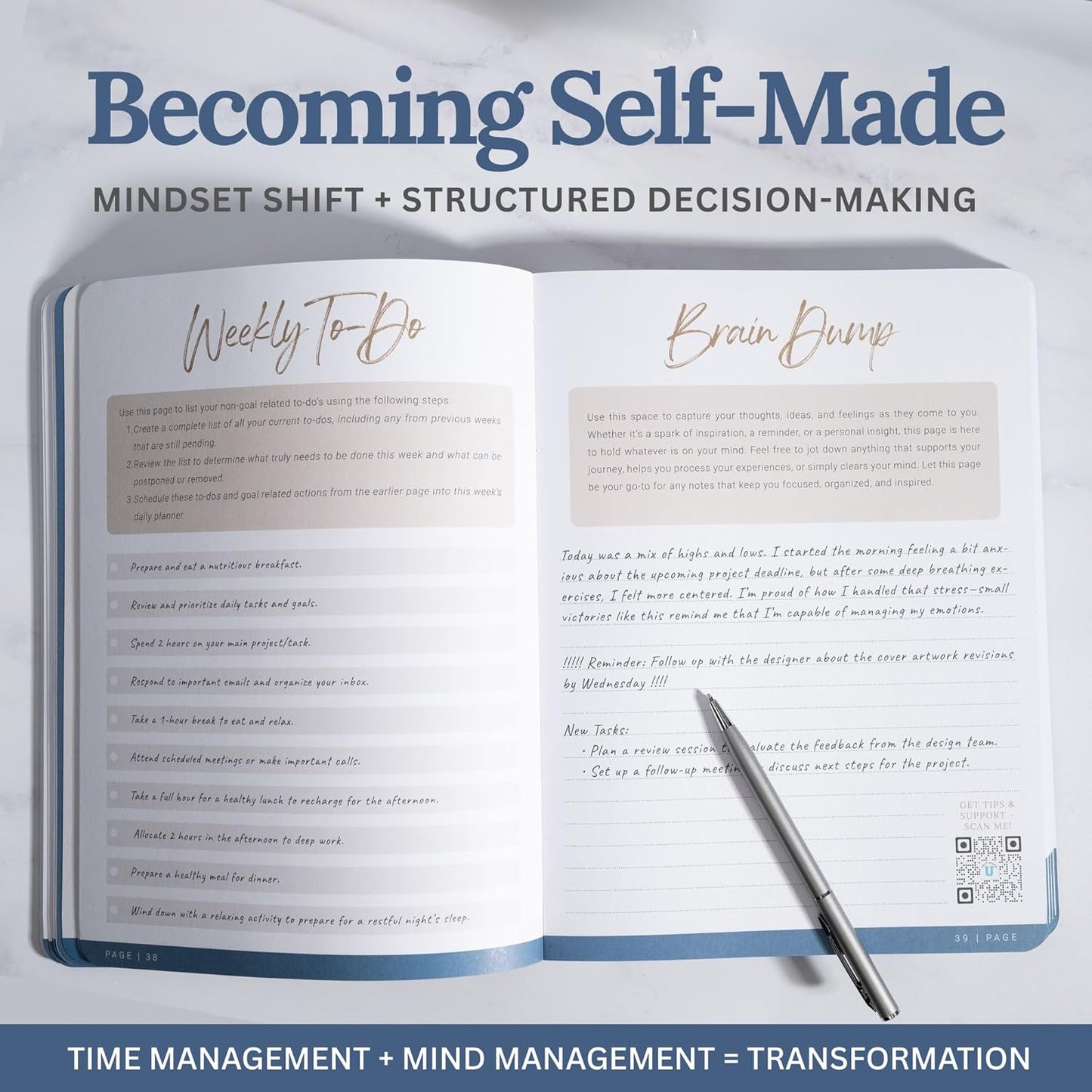 Undated Daily Planner for Men & Women - 90 Days of Productivity, Reflections, Self Care, Achieving Goals & Mindfulness - Journal with Daily To Do List, Prompts & Habit Tracking