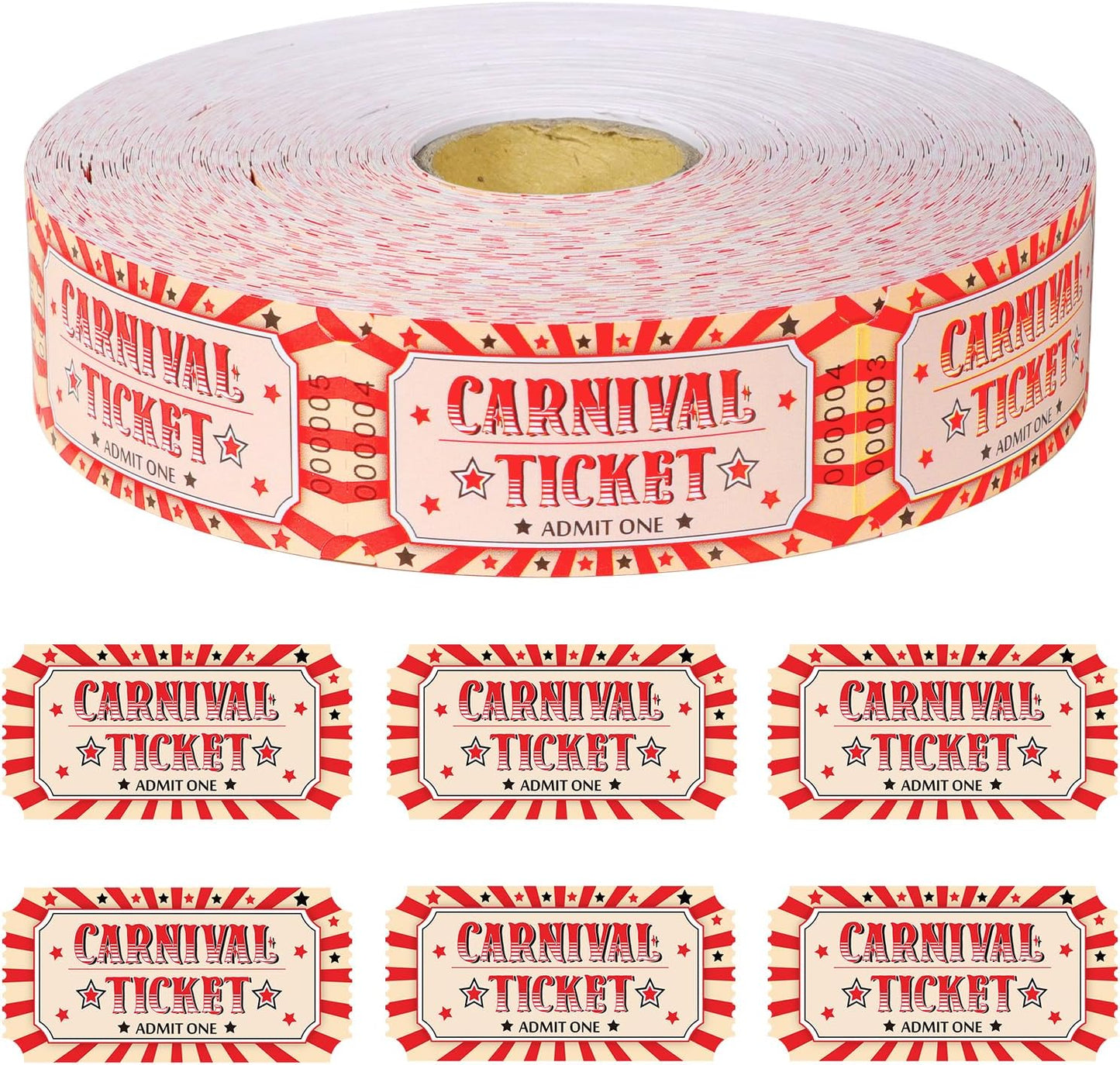 1000 Pcs Carnival Tickets Carnival Theme Party Decorations Circus Raffle Tickets Roll Party Ticket for Events Carnival Favors Supplies