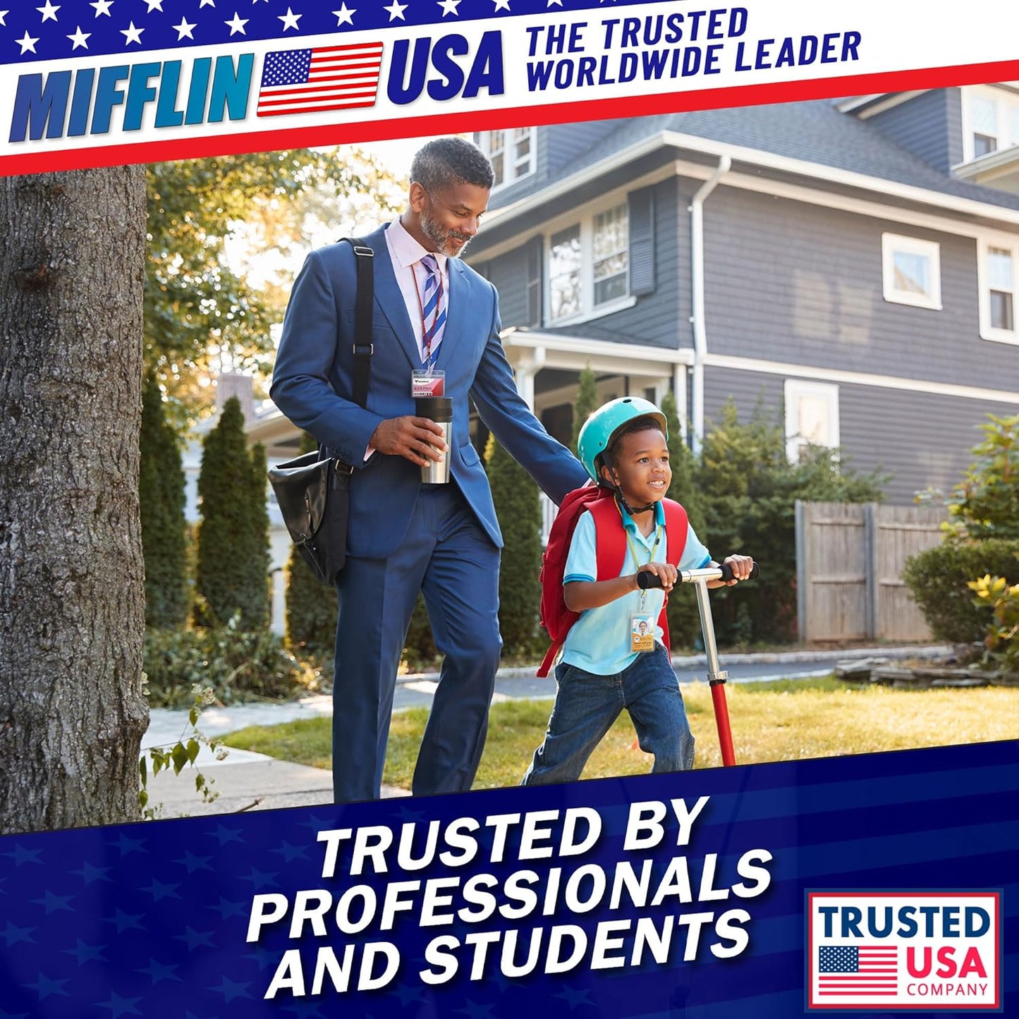 Mifflin-USA Horizontal ID Name Badge Holder (Clear, 3.5x2.25 Inches, 250 Pack), Waterproof and Resealable Plastic Card Holders