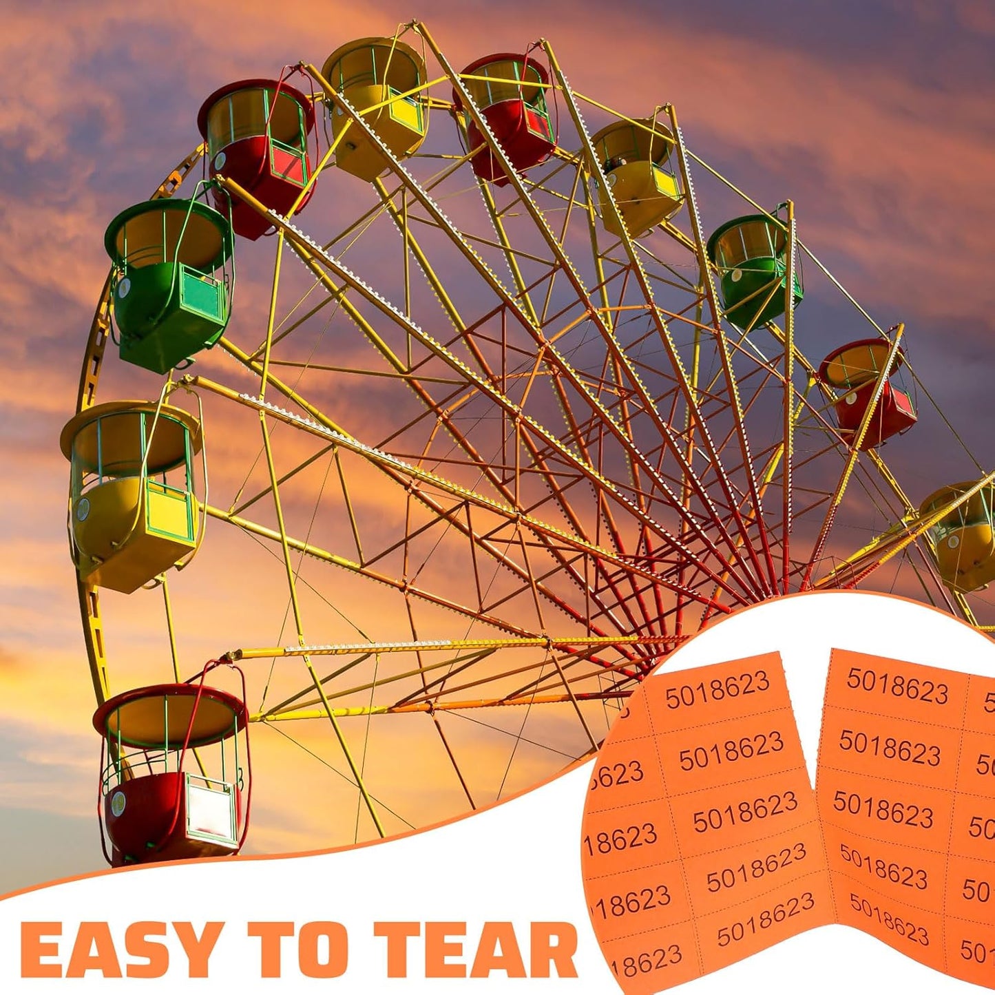 Kosiz 1000 Sheets 25 Bid Raffle Ticket Numbers - Chinese Auction Ticket Sheets for Silent Auctions, Events & Church (Orange)