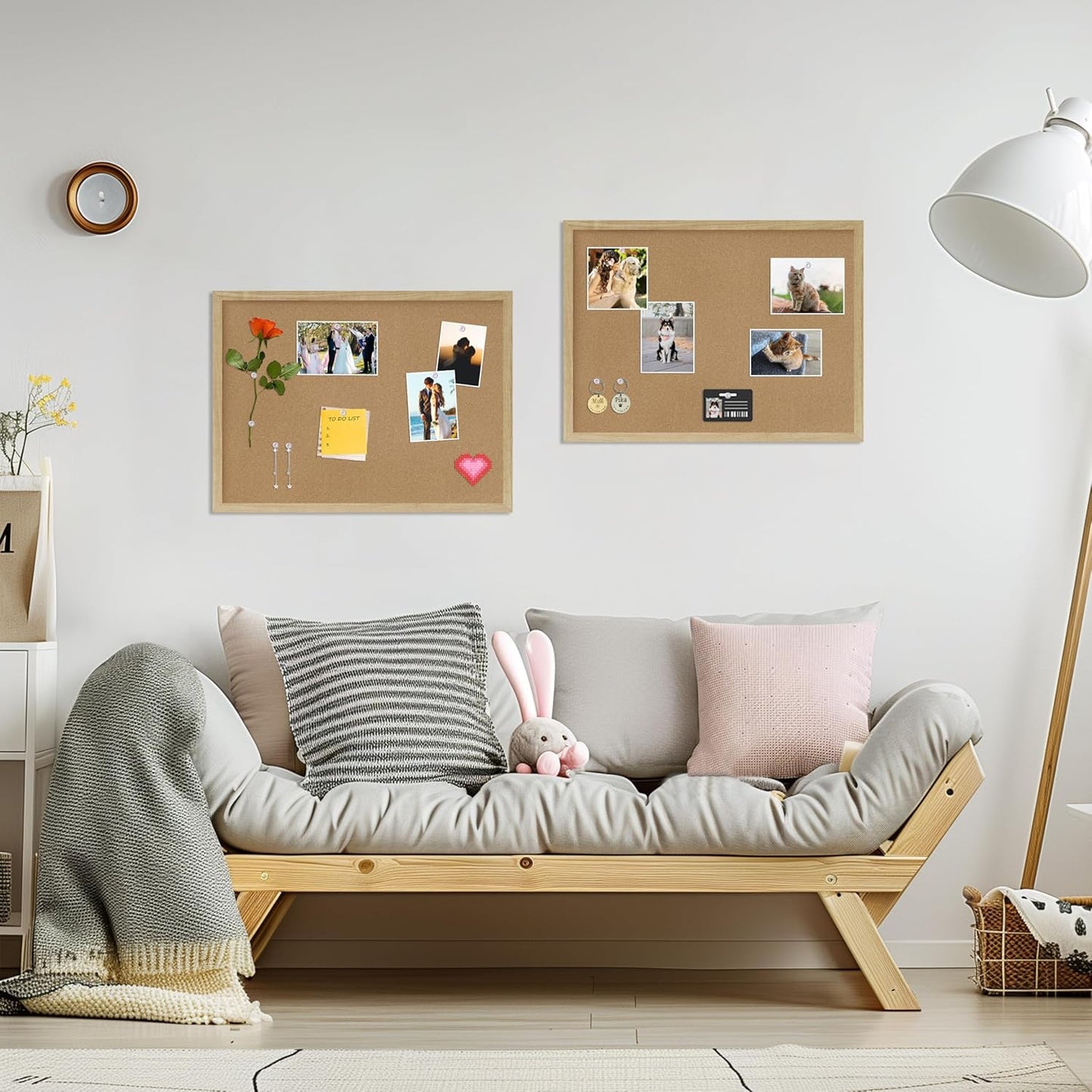 Cork Board Bulletin Board 2Pack,23x17 Cork Board for Office with Pin Oak Wood Boards,Message Board or Vision Board Decoration.Board Wood 1Pack