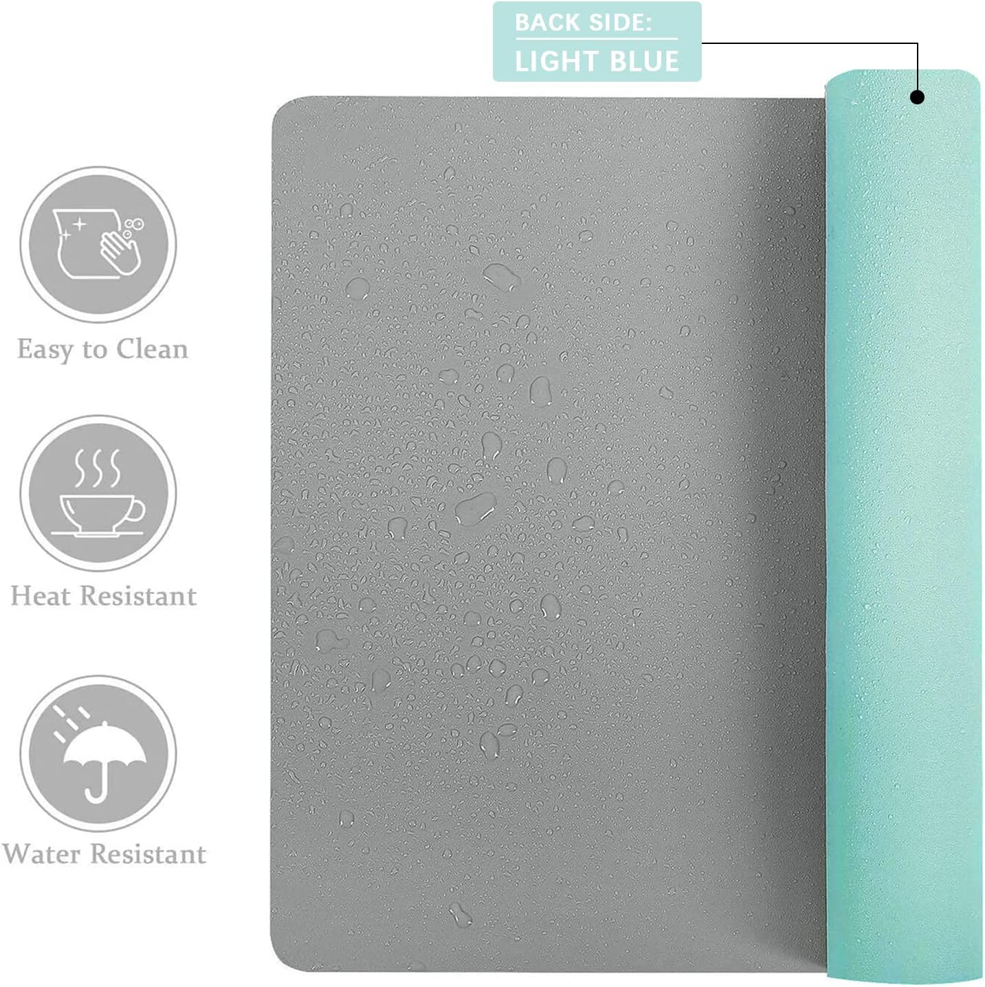 Desk Mat Large Protector Pad - Multifunctional Dual-Sided Office Desk Pad,Smooth Surface Soft Mouse Pad, Waterproof Desk Mat for Desktop, Pu Leather Desk Cover for Office/Home(Grey, 36" x 17")