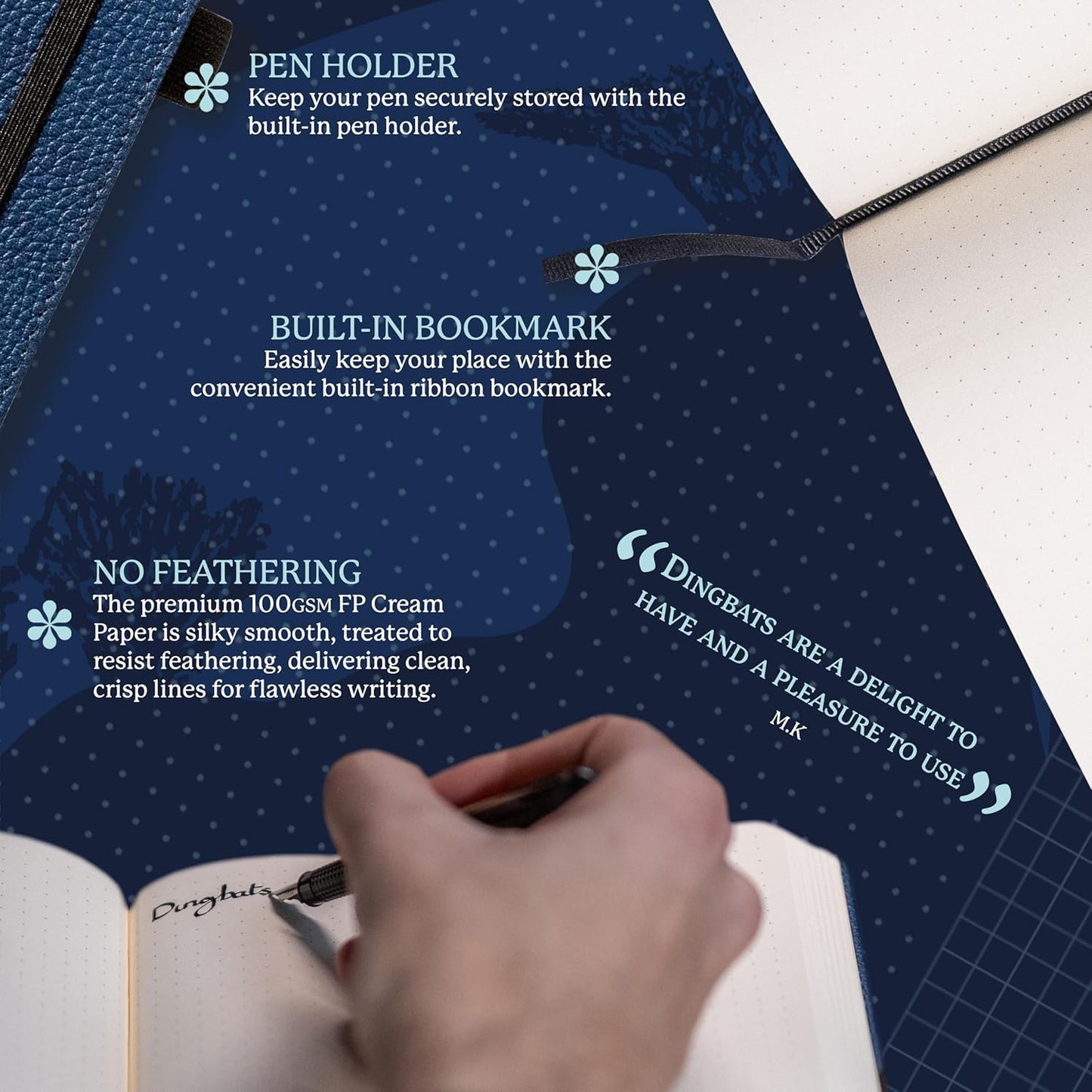 Dingbats* Wildlife Plain Writing Journal Notebook A5 - Vegan Leather Hardcover - Ideal for Work, Travel - Pocket, Elastic Closure, & Bookmark