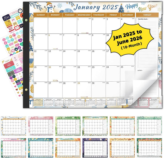 Ospelelf Calendar 2025-2026 Large Desk Calendar 22'' x 17'', Monthly Desktop Calendars, 18 Month Family Calendar, Use Jan 2025 - June 2026