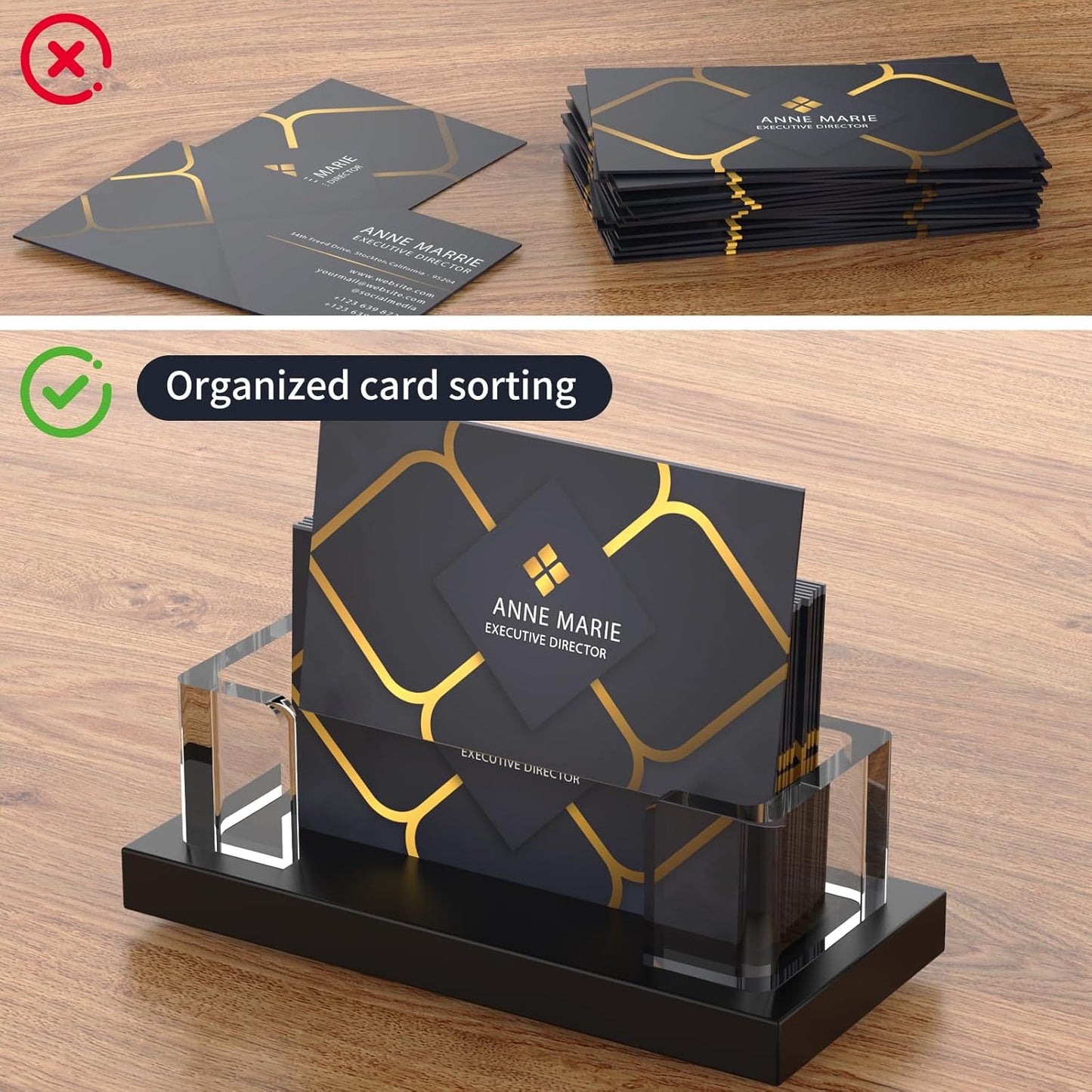 Acrylic Business Card Holder for Desk,Business Card Stand,Clear Business Card Display,Desk Business Card Holders,Business Card Display Stand,Acrylic Business Card Holder Display,Black 4 Pcs