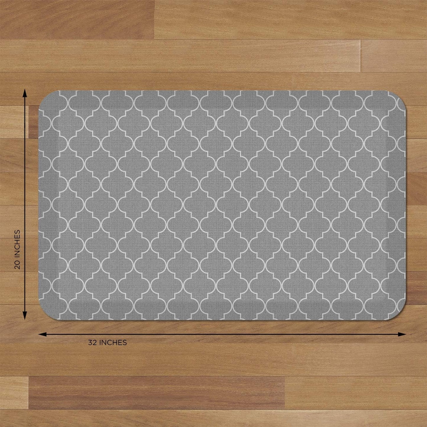 NewLife by GelPro Anti-Fatigue Designer Comfort Kitchen Floor Mat, 20x32”, Trellis Grey Resistant Surface with 3/4” Thick Ergo-Foam Core for Health and Wellness