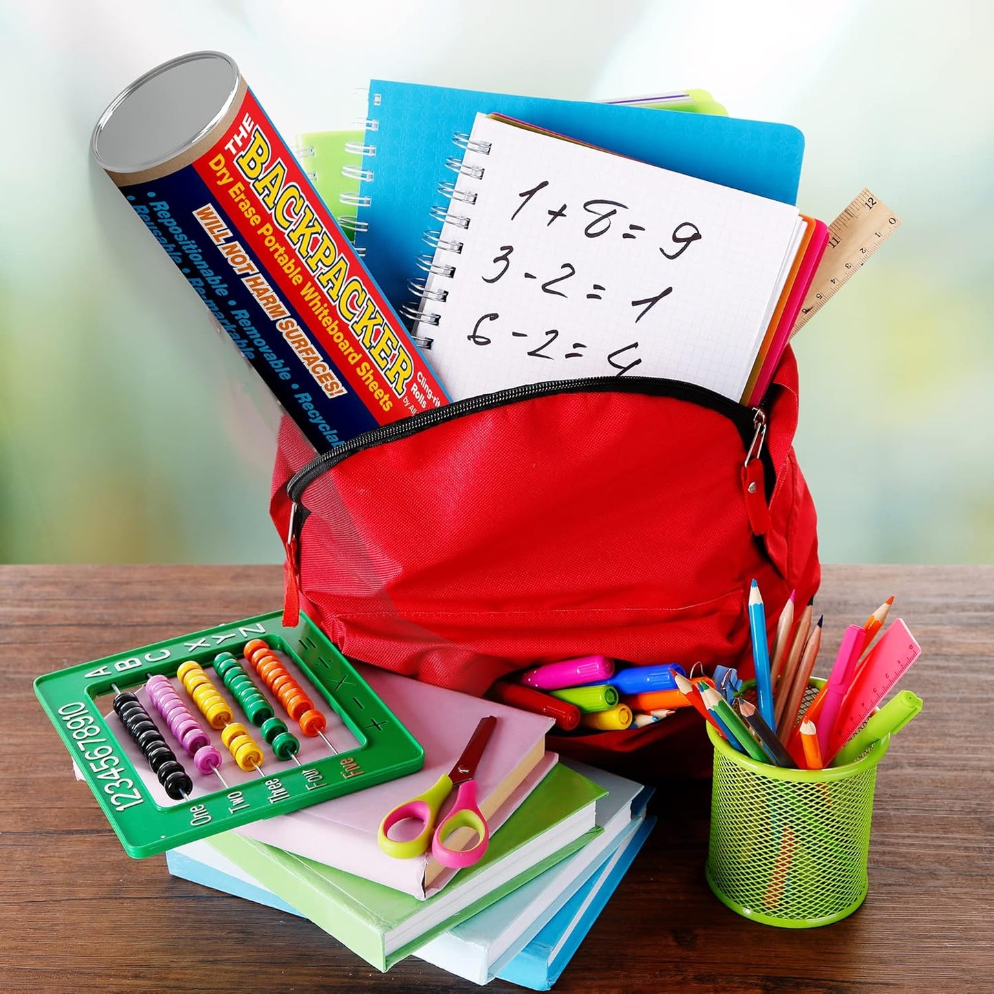 Backpacker Cling-rite Rolls Clingers Dry Erase Portable Whiteboard - 45' ft Roll with 30 Sheets, 12"x18" Reusable Surface for School Supplies, Office Decor, Kids Art & Craft Projects - American Made