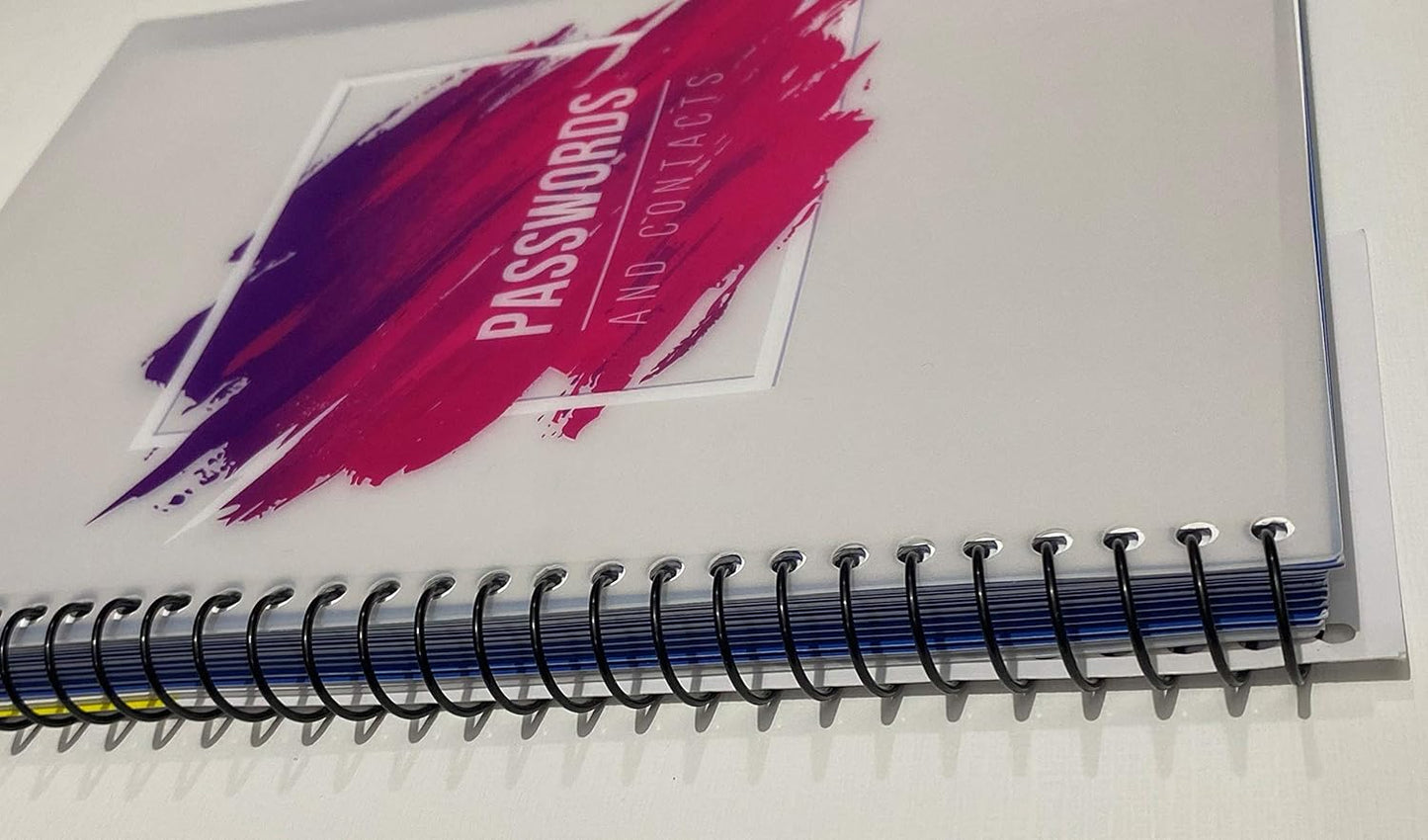 RE-FOCUS Password Book with Alphabetical Tabs 10"x7.5" Spiral Bound Credentials keeper Saves All Internet Login Details (Pink)