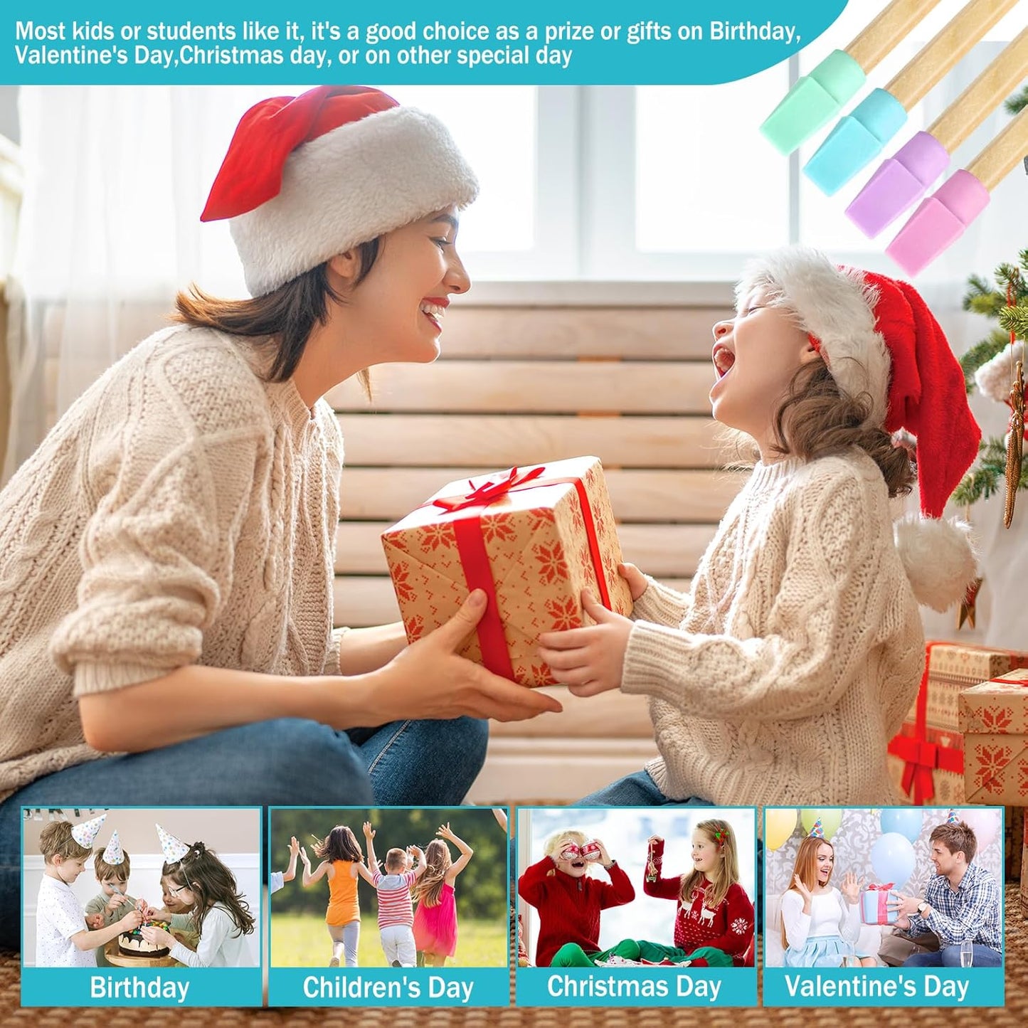 PRALB 400PCS Pencil Top Eraser Bulk Caps for Pencils,Chisel Shape Erasers Toppers for Party Favors Games Prizes, Pencil Top Erasers Cap for Home School Classroom Office Cool Color Series