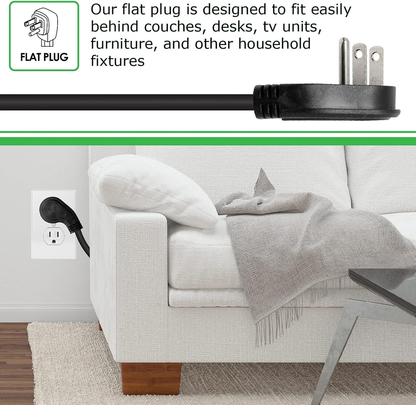 Digital Energy 25 FT USB-C and USB-A 8 Outlet 4200 Joules Surge Protector Power Strip, 3 Wide Spaced Outlets, Black