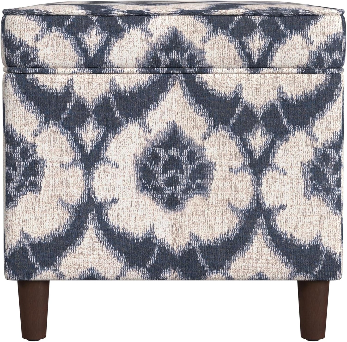 Home Decor | Dinah Collection Modern Storage Ottoman | Ottoman with Storage for Living Room & Bedroom(Blue Medallion Print)