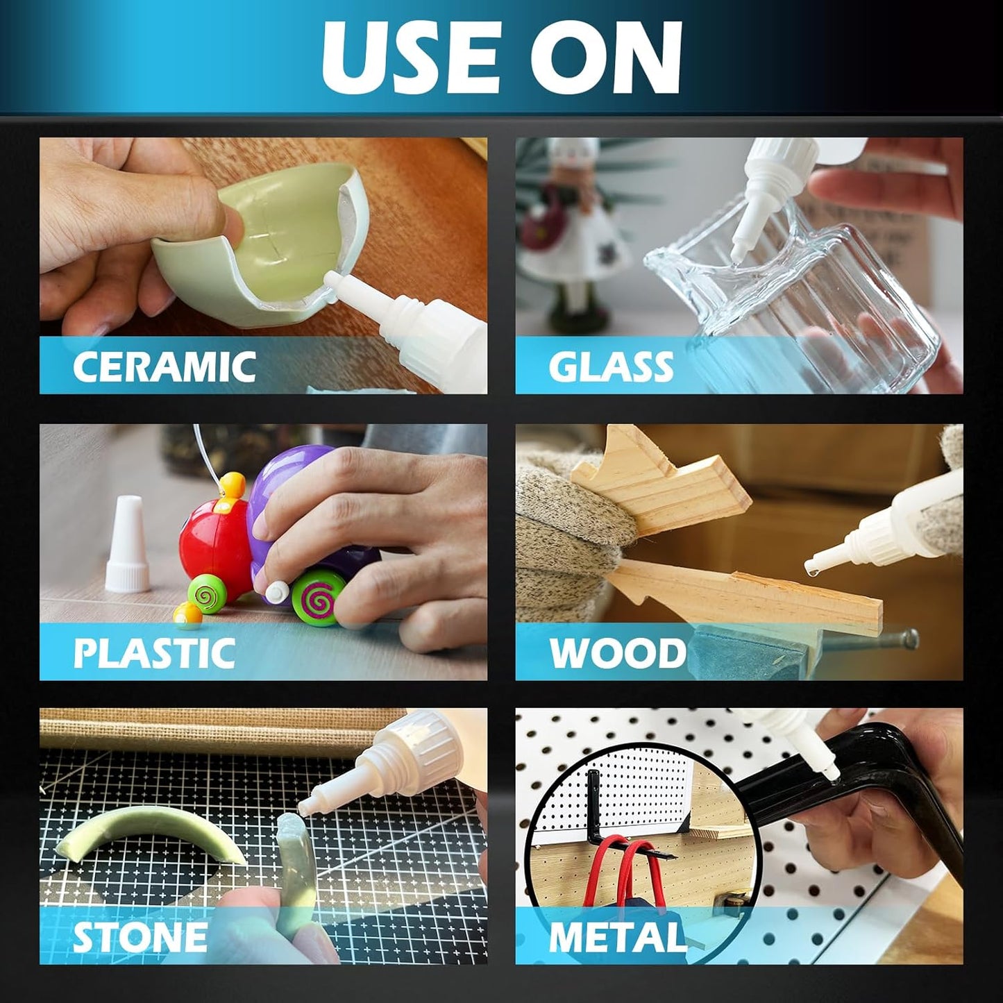 Super Glue Liquid, Instant Clear Cyanoacrylate Thin Viscosity Adhesive, Food Safe CA Glue for Shoe Sole Repair Leather Ceramic Plastic Glass Metal Wood Aquarium Porcelain Rubber Pottery Model Craft