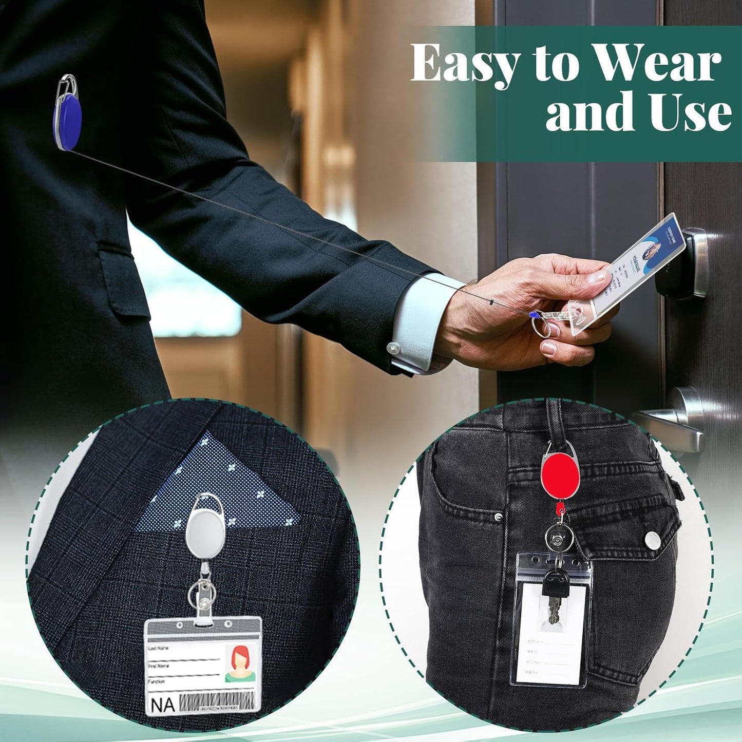 Laumoi Retractable ID Badge Holder Badge Reel with Belt Clip and Key Ring, Name ID Badge Clips Keychain for Office Worker Doctor Nurse Employee (Multicolor,150)