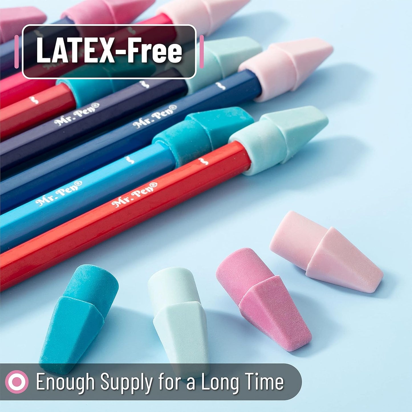 Mr. Pen- Pencil Erasers Toppers, 1000 Pack, Colorful, Latex Free, No Smudge, Mr Pen Erasers for Pencils