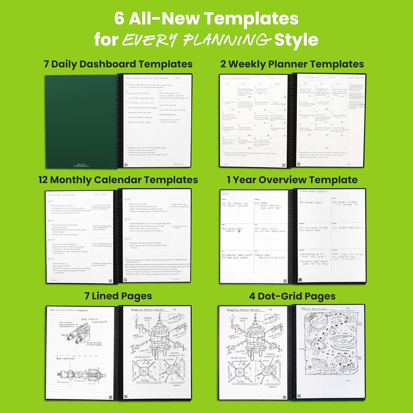 Rocketbook Flex Planner, Reusable Undated Smart, Letter Size 8.5x11 in Teal – Daily, Weekly, Monthly, Annual Calendar, Tasks, Goals, Scheduling, Productivity, App Connected, Erasable, Durable Cover