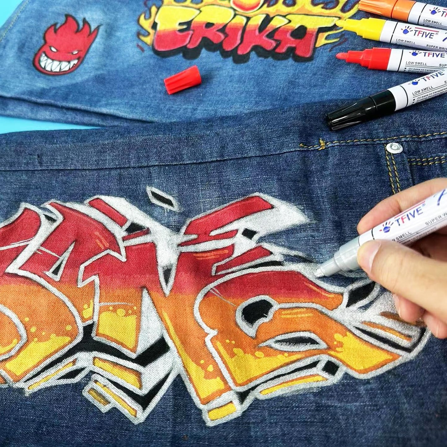 TFIVE Silver Paint Pens Markers - 12 Pack Oil Based Permanent Marker, Medium Tip, Never Fade, Quick Dry, Waterproof Paint Pen for Rocks Painting, Wood, Fabric, Plastic, Canvas, Glass, Metal