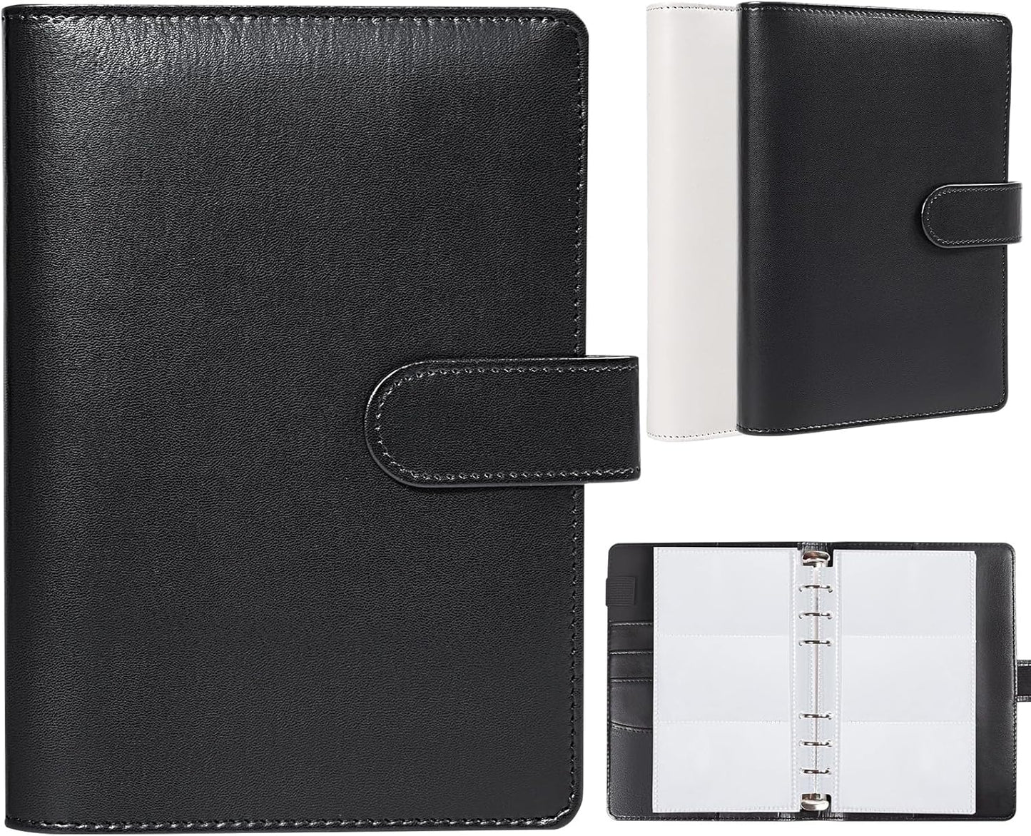 BYSTER Business Card Organizer, 40 Pack 240 Pockets Inner Refill Page Sleeves Business Card Holder Organizer, Professional PU Leather Business Card Book, Black