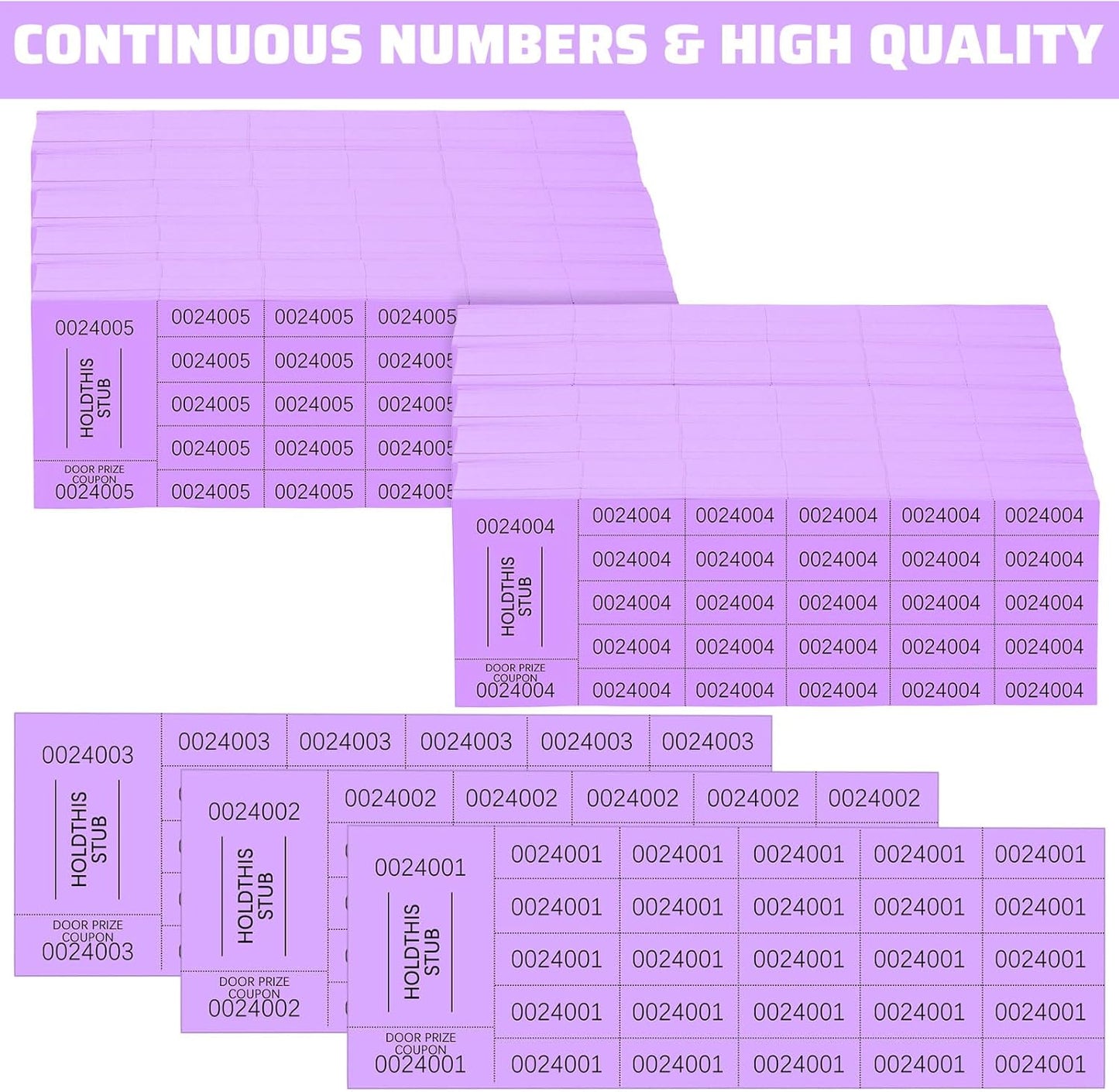 Kosiz 2000 Sheets Raffle Ticket 25 Bid Chinese Auction Tickets Tricky Tray Basket Raffle Sheets for Back to School Class Rewards Carnival Door Prizes Events(Purple)