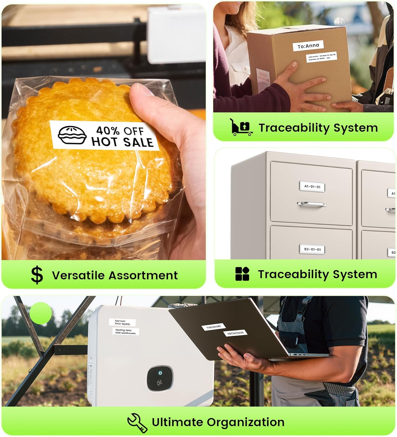 18mm 0.7 Laminated White Tape Replace for Brother Label Maker Tape TZe-241 Compatible with P-Touch TZ TZe 3/4" Black on White TZE241 for PT-D400 PTD410 PTD600 PT-D610BT Refills, Wonfoucs, 6-Pack