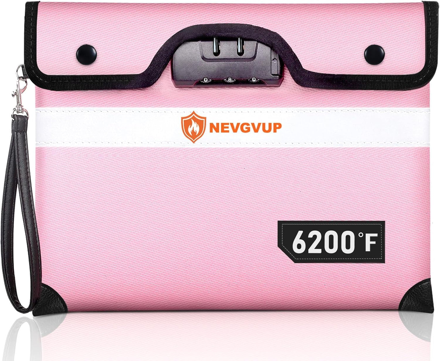 Upgraded 6200°F Fireproof Document Bag with Code Lock, Fire Proof Pouch w. Zipper/Reflective Strip, 9 Layers of Heat Insulated Materials, Fireproof Money Bag for Cash/Documents, Water Resistant