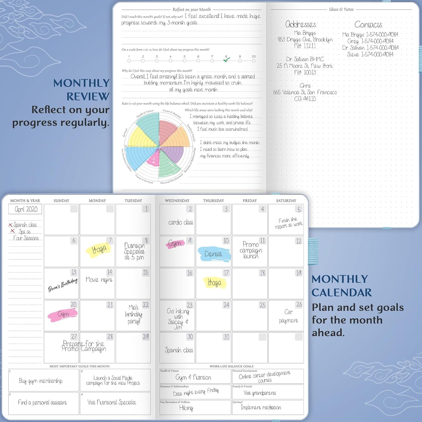 Legend Planner Hourly Schedule Edition – Deluxe Weekly & Daily Organizer with Time Slots. Time Management Appointment Book Journal for Work & Personal Life, Undated, A5 Hardcover – Periwinkle Gold