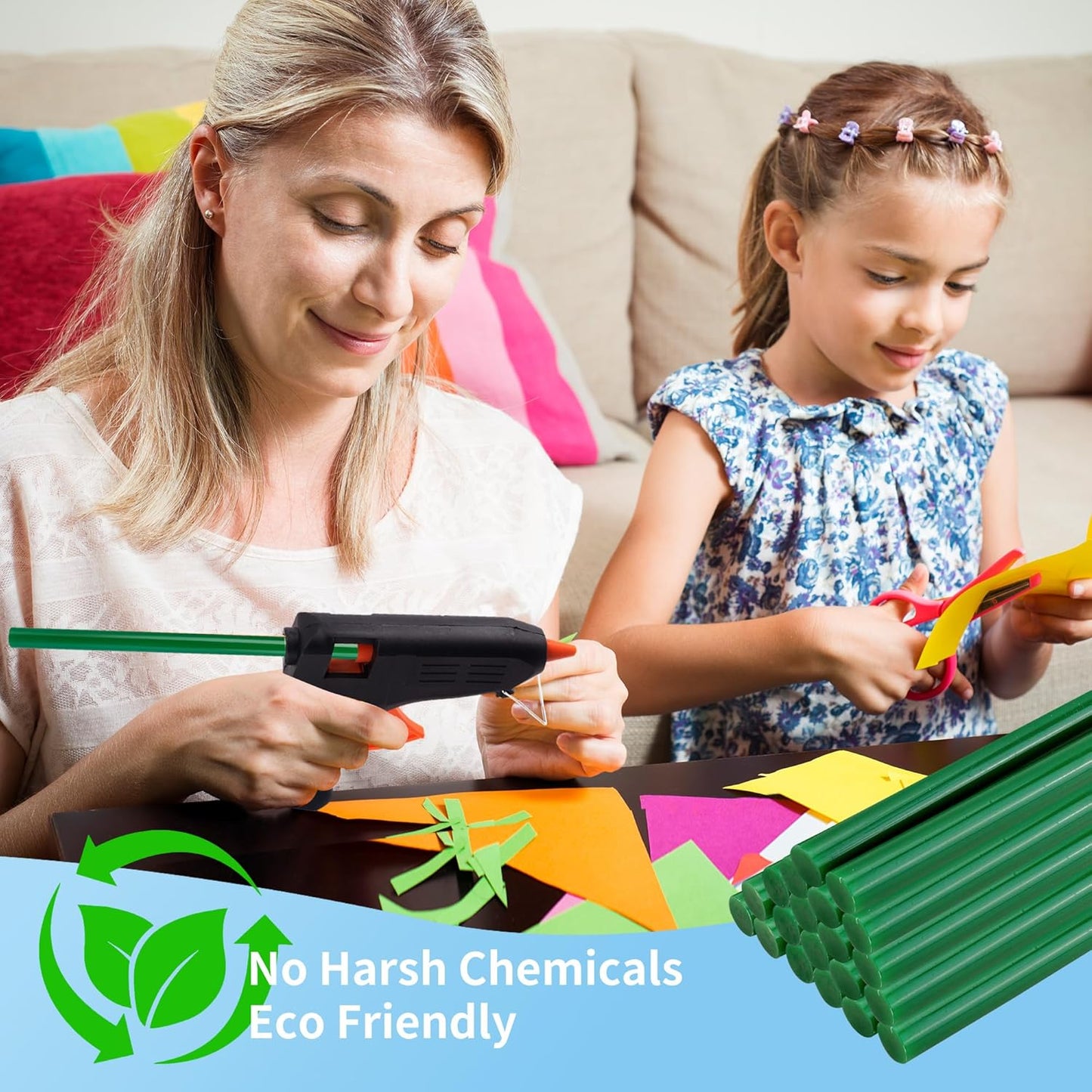 Green hot Glue Sticks Full Size 0.43” Dia x 8” Long, 52 pcs Hot melt Adhesive Glue Sticks, All-Purpose Colored Glue Gun Sticks for Christmas Decoration DIY Crafts Arts School Repair Bonding