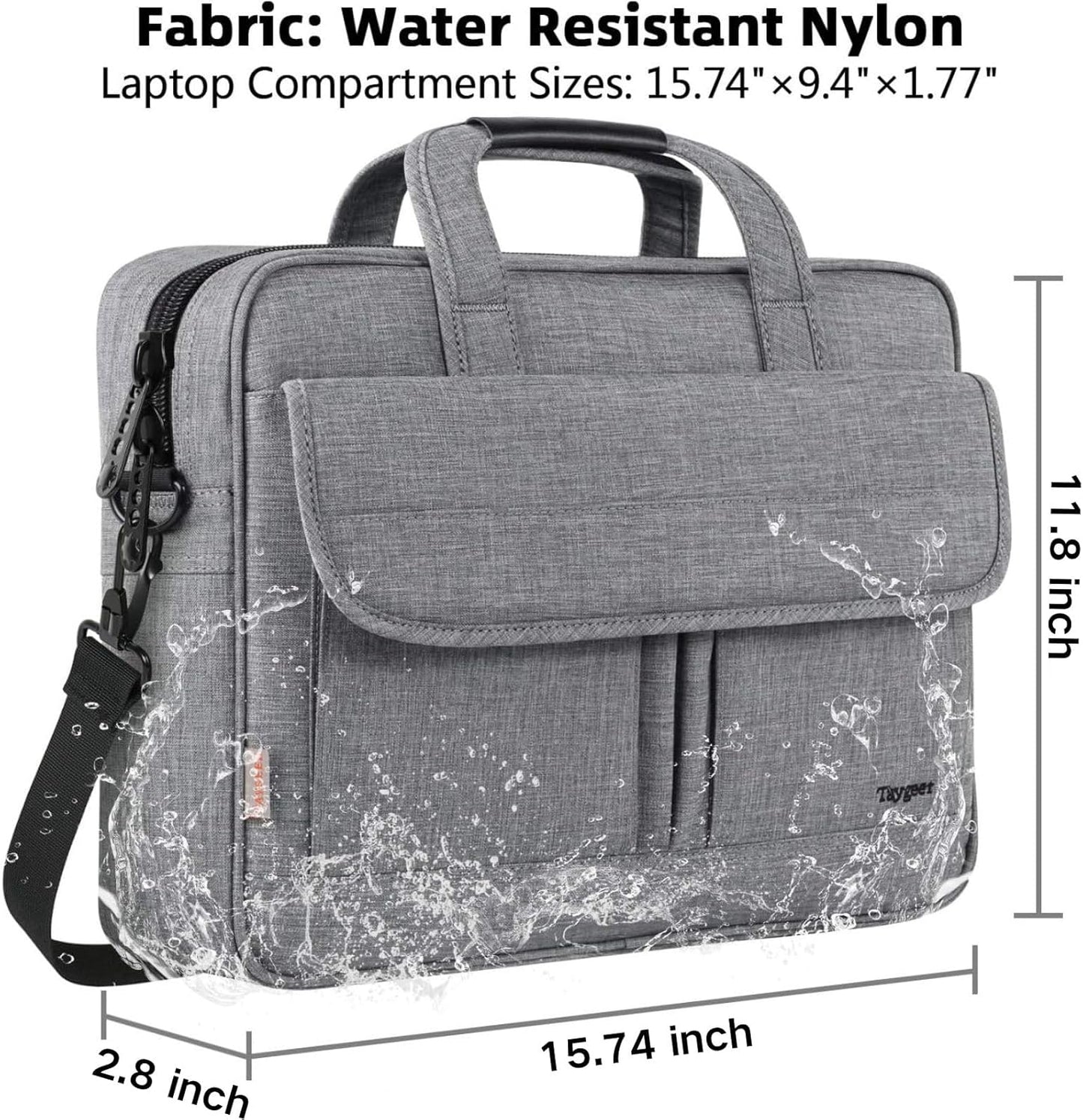 Taygeer Laptop Bag for Men, Water Resistant Crossbody Messenger Shoulder Bag for Business, Professional Premium Office Briefcase, Portable 15.6 Inch Carry On Laptop Case for Notebook/Computer, Grey