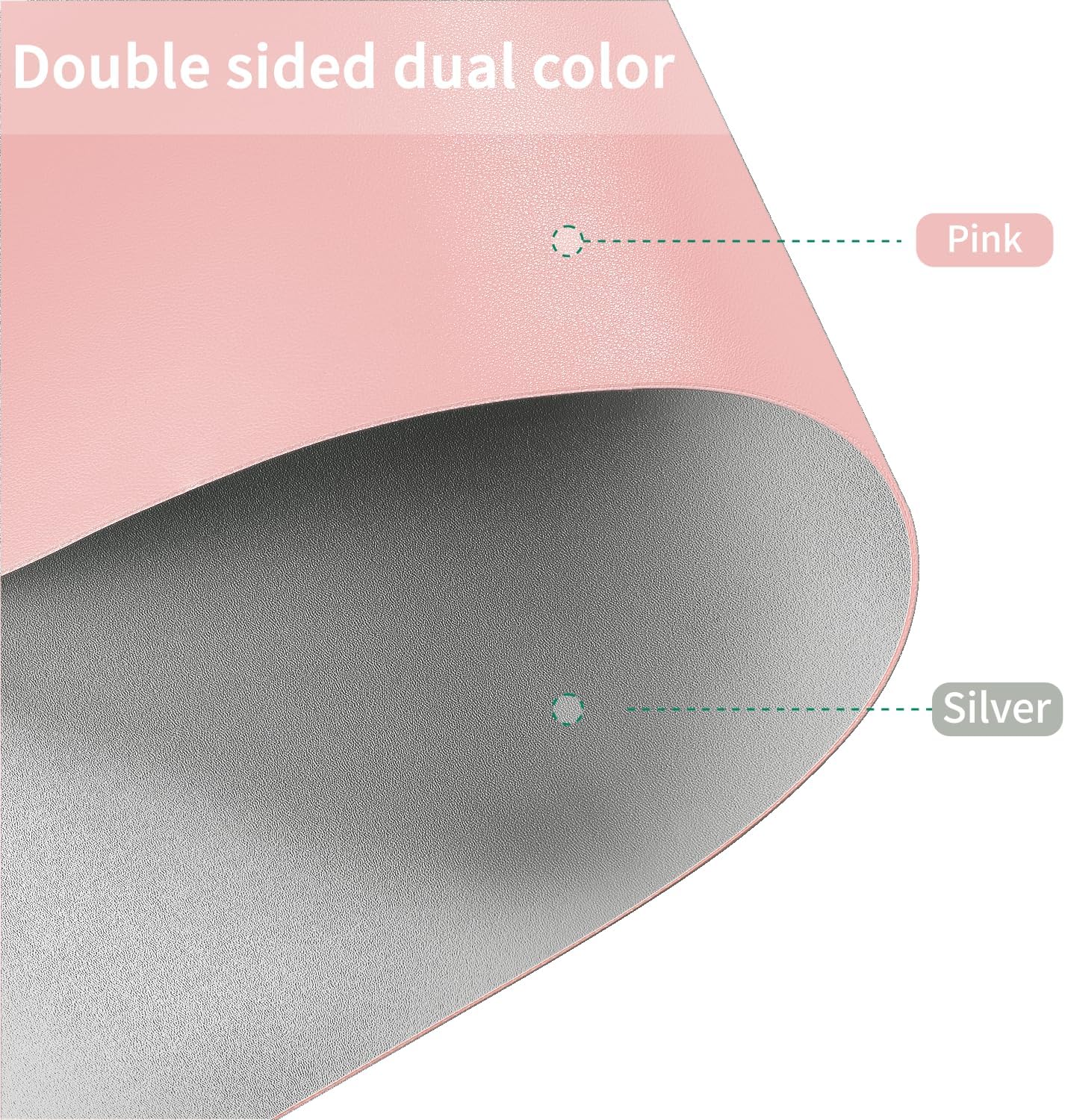 Leather Table Cover,1.8mm Thick,30x60 Inch Desk Cover,Large Desk Mat,Table Protector,Table Cover Protector,Glass Table Protector,Table Top Cover,(Pink+Silvery,30x60)