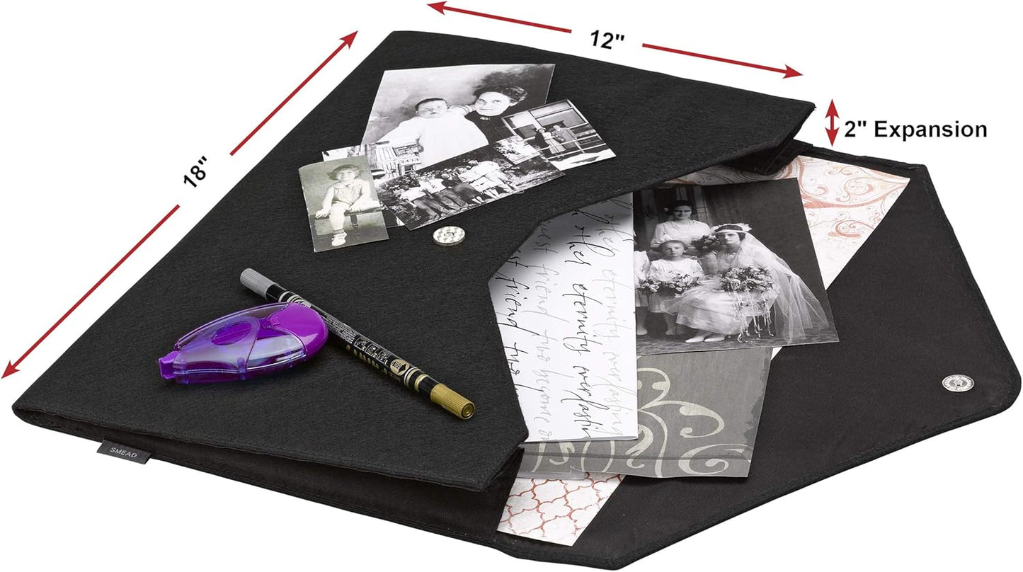 Smead Soft Touch Cloth Expanding File, 2" Expansion, Magnetic Closure, Tabloid Size, Black (70923)