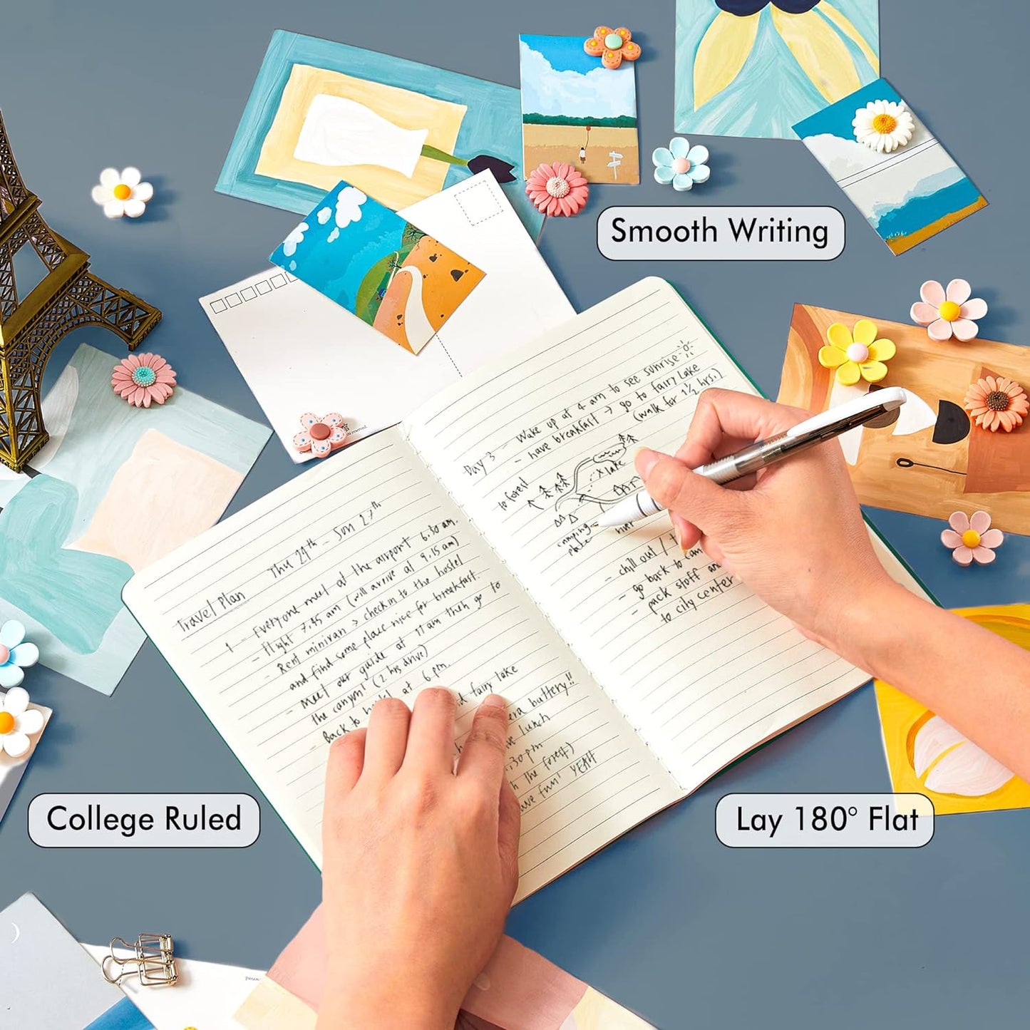 feela 8 Pack Soft Cover Journal Bulk, Notebooks College Ruled for Work, Lined Travel Journal for Students Women, Note Taking Notebook School Supplies Business Writing, 8.2” x 5.5”, A5, Vintage Colors