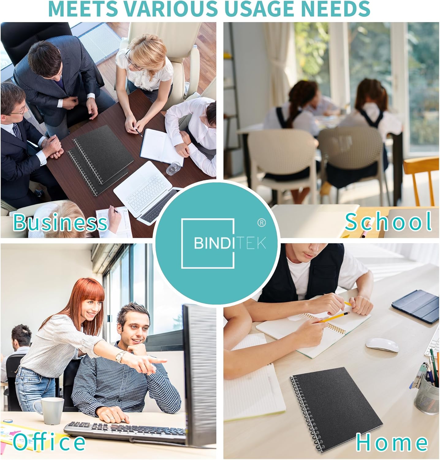 Binditek 100 Pack 16 Mil Sand-Textured Polycover - Plastic Binding Cover for Letter Size - Business Reports and Proposals - Lightly Sanded Finish - Square Corners, Un-Punched, Black