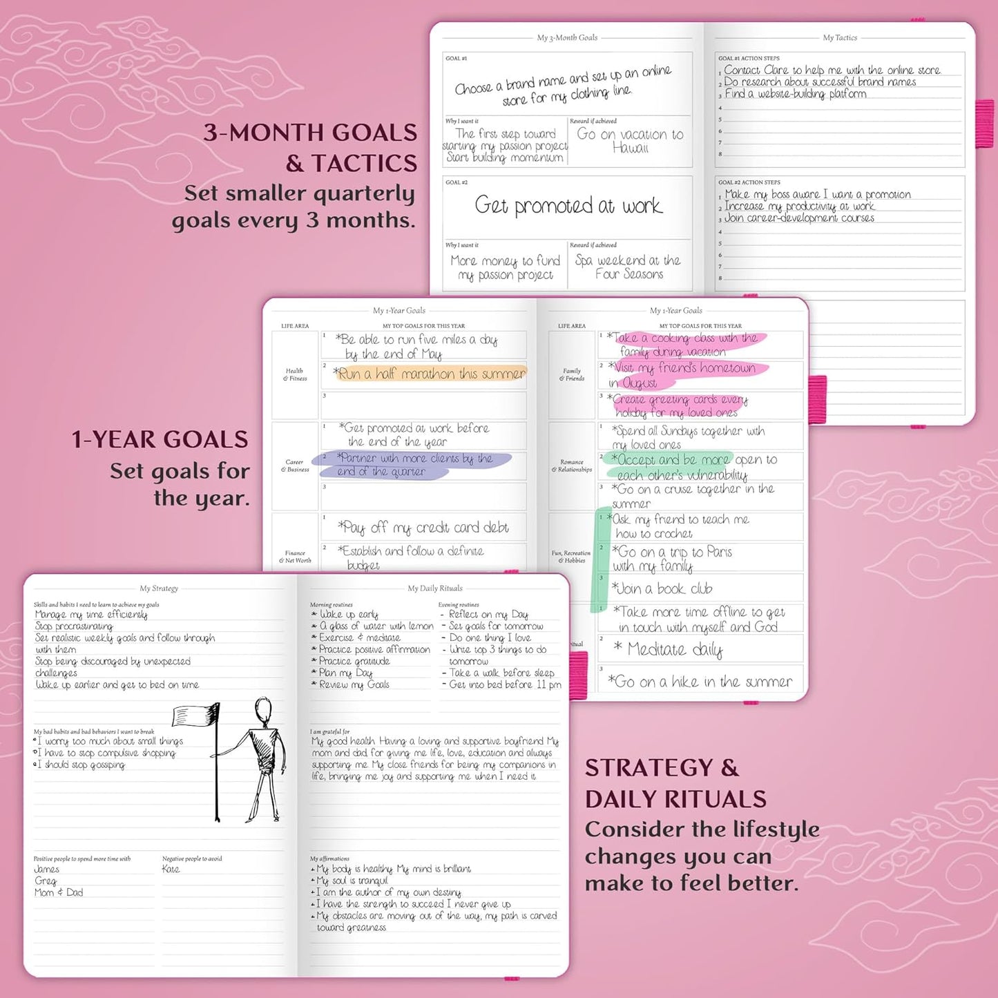 Legend Planner – Weekly & Monthly Life Planner to Hit Your Goals & Live Happier. Organizer Notebook & Productivity Journal. A5 (Hot Pink)