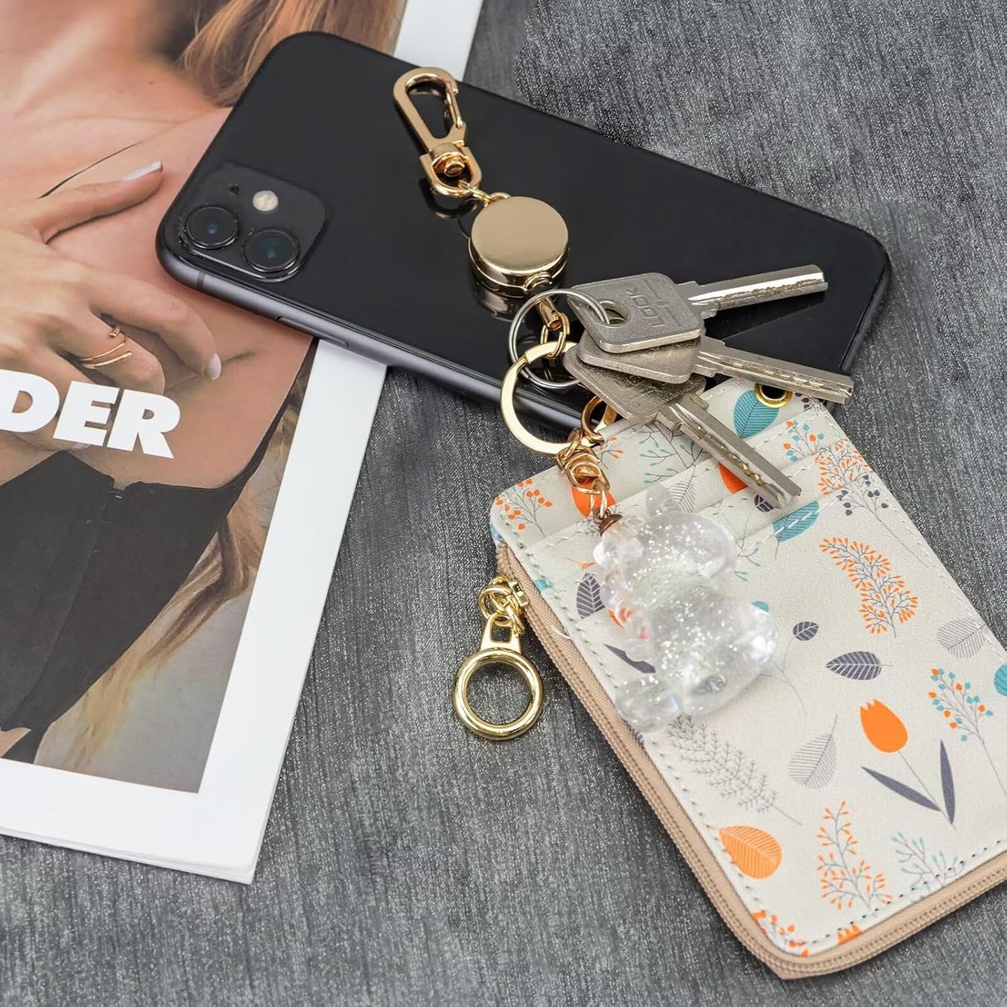 bolimoss Retractable Keychain, 3 Pcs Badge Reels for Name Card, Metal Badge Holders with Key Chain, Carabiner Badge Clip Key Ring (Silver, Rose Gold, Black)