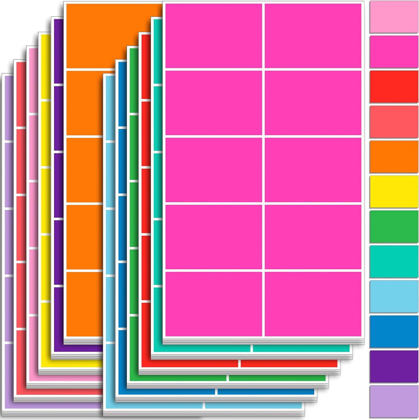 YSHIHE Colored Labels Stickers 3" x 2" Large Color Coding Labels in 12 Assorted Colors Rectangle Name Tags Moving Labels - 480 Pack