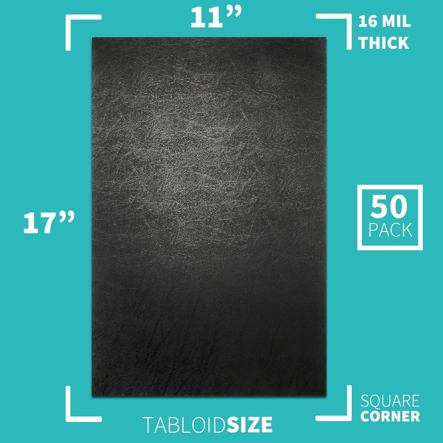 Binditek 50 Pack 16 Mil Leather-Textured Heavyduty Polycovers, 11 x 17 Inches, Tabloid Size, Binding Presentation Covers for Business Reports and Proposals, Black, Office Supplies