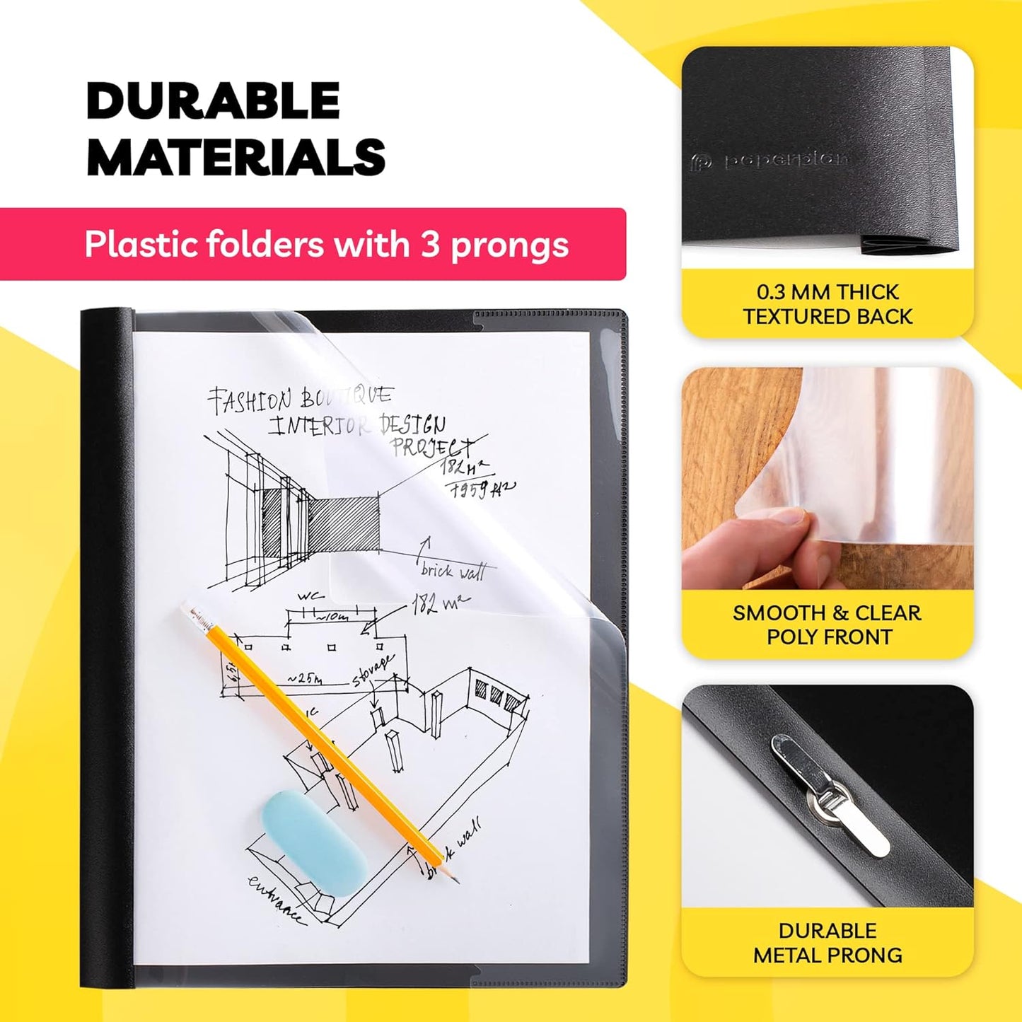 Report Covers - (Set of 6), 8.5 x 11 Letter Size, by Paper Plan, Clear Front Folders - Ideal for Presentations, Resumes & Keeping Your Documents Neat and Professional
