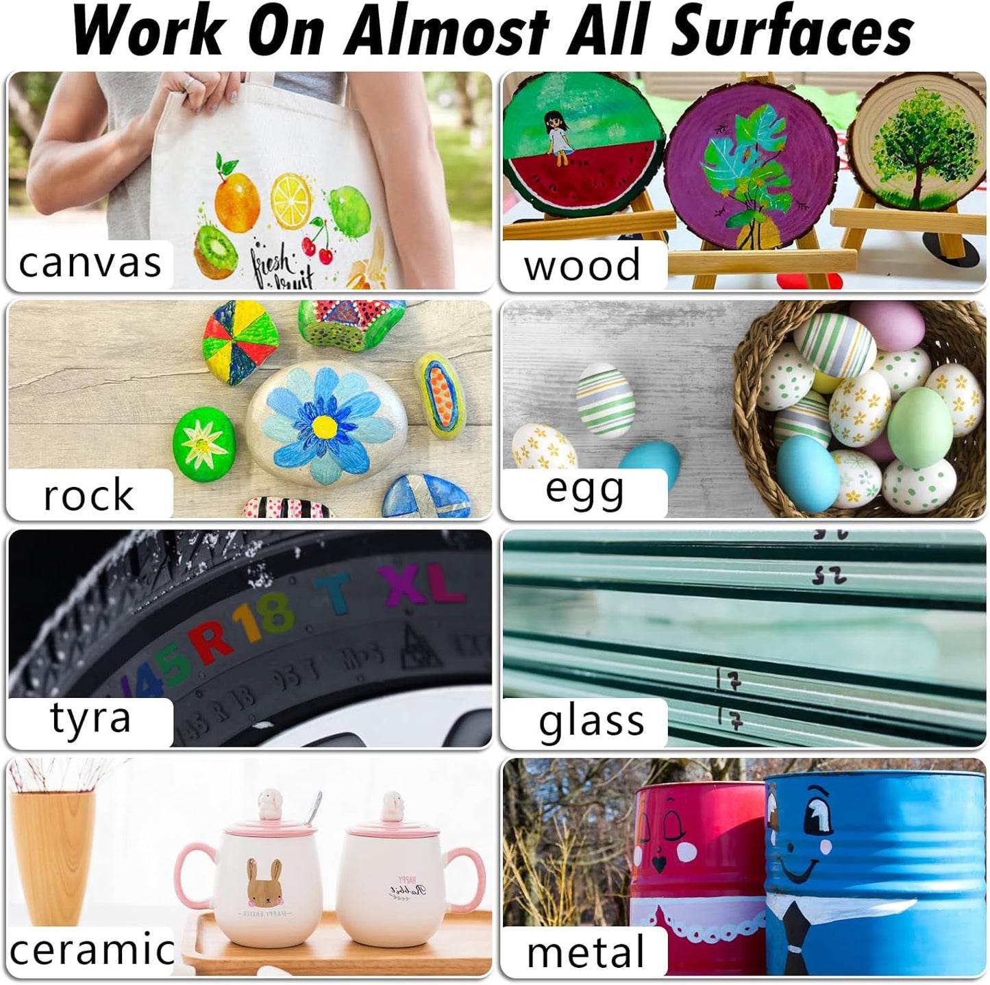 Pink Paint Markers, 2 Pack Oil-Based Waterproof Quick Dry Permanent Paint Pen Set for Rocks Painting, Wood, Fabric, Plastic, Canvas, Glass, Mugs, Metal, Tire, Stone, DIY Craft