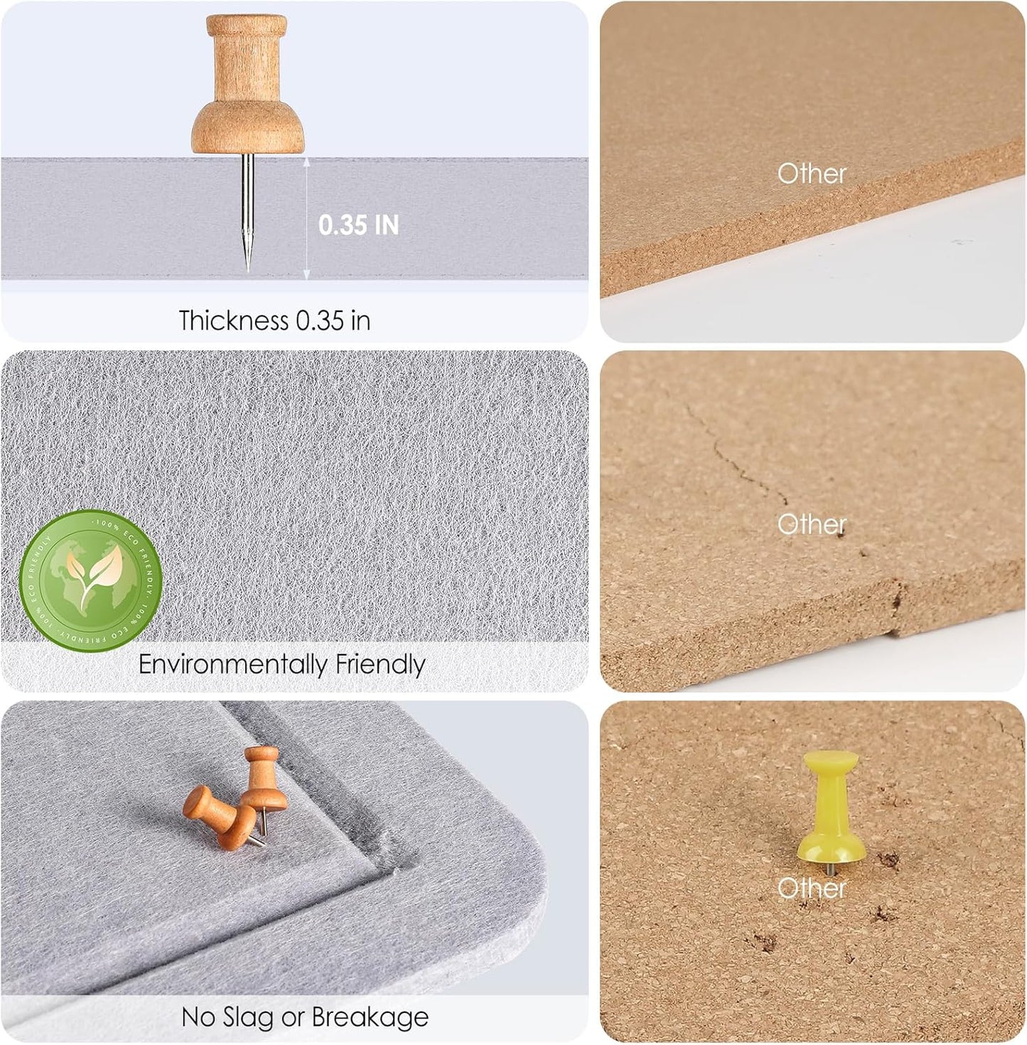 MaxGear Large Bulletin Board 36" x 24", Foldable Felt Board Vision Board Supplies, Cork Board for Office, Home, School, Small Pin Boards for Walls Decorative Display Board Moonlight Gray